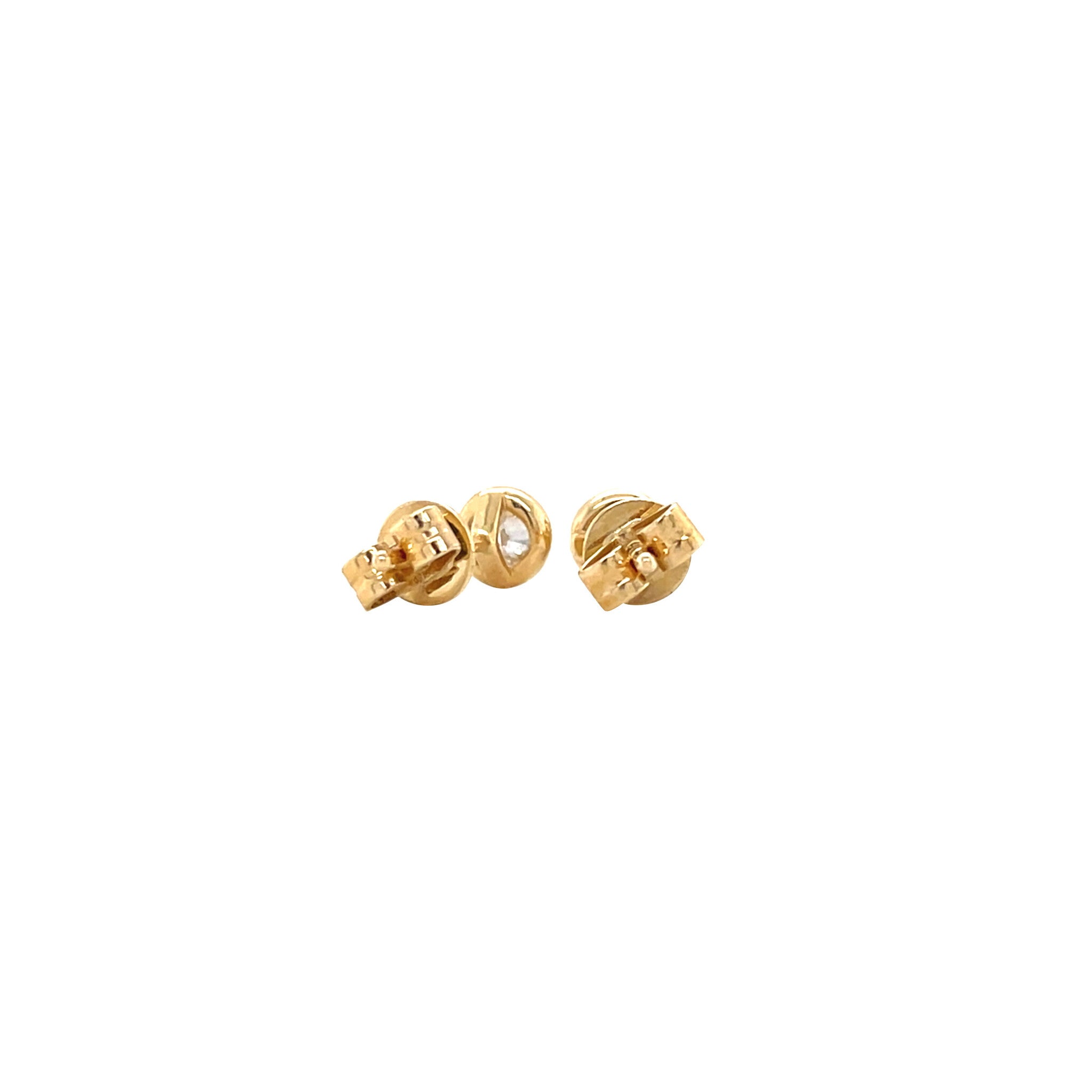 Yellow gold solitaire stud earrings with diamond 14 kt