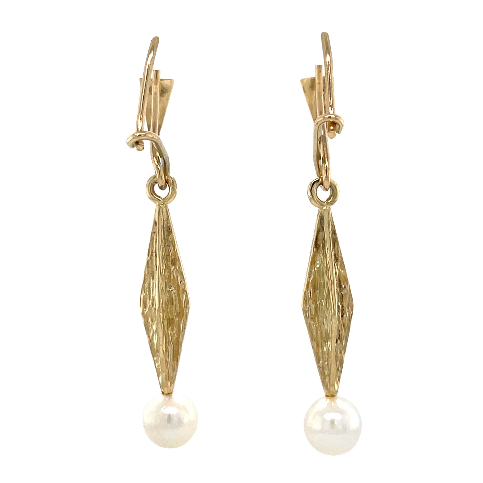 Golden earrings with pearl 14 karat