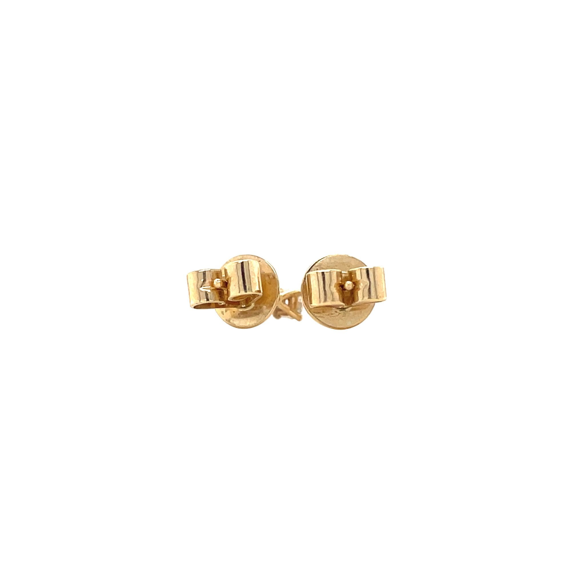 Yellow-gold solitaire ear studs with diamond 14 kt