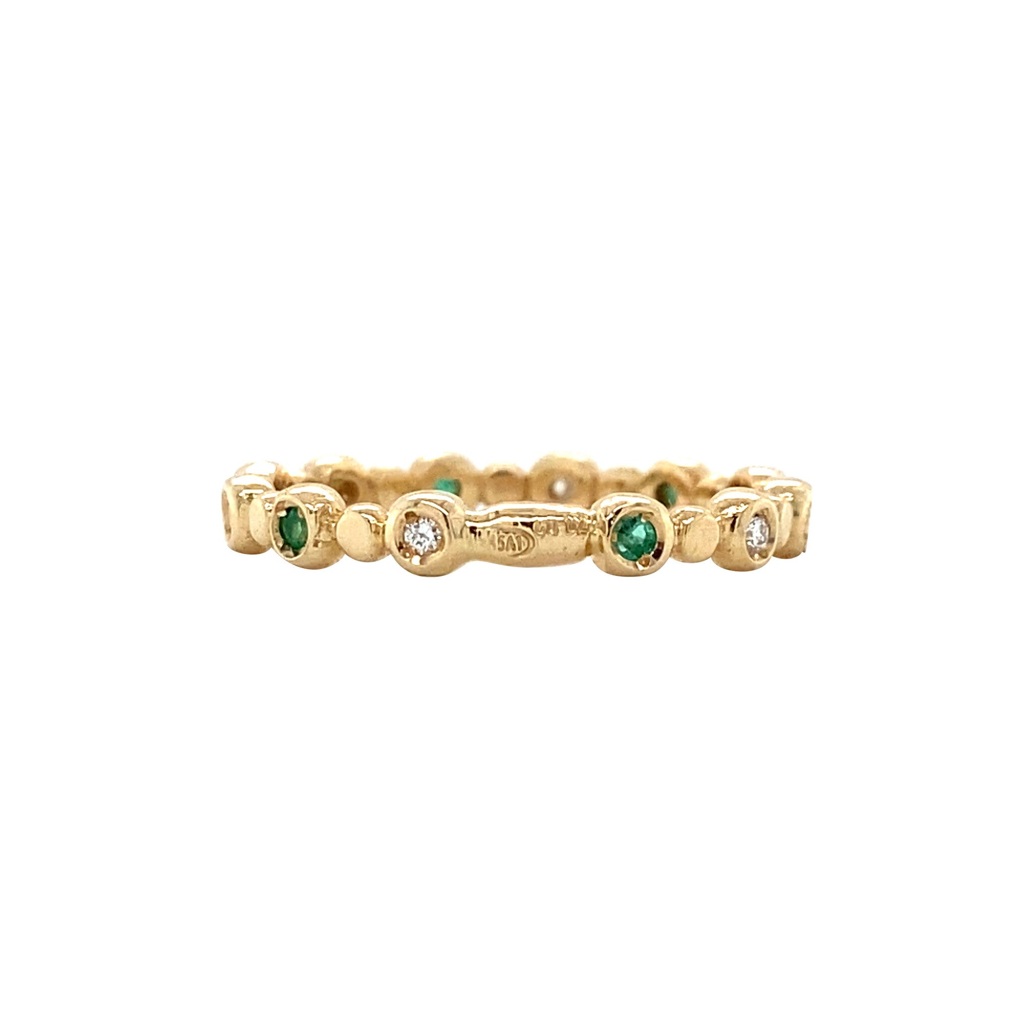 Golden ring with emerald and diamond 14 kt*new