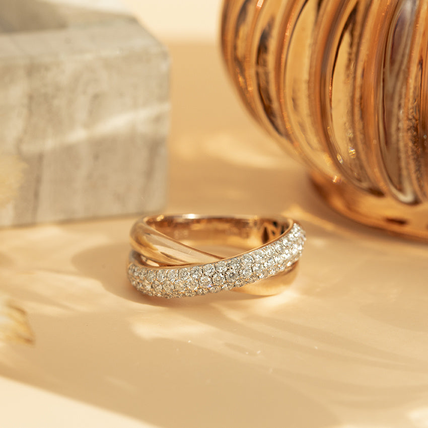 Rose-gold ring with diamond 14 kt