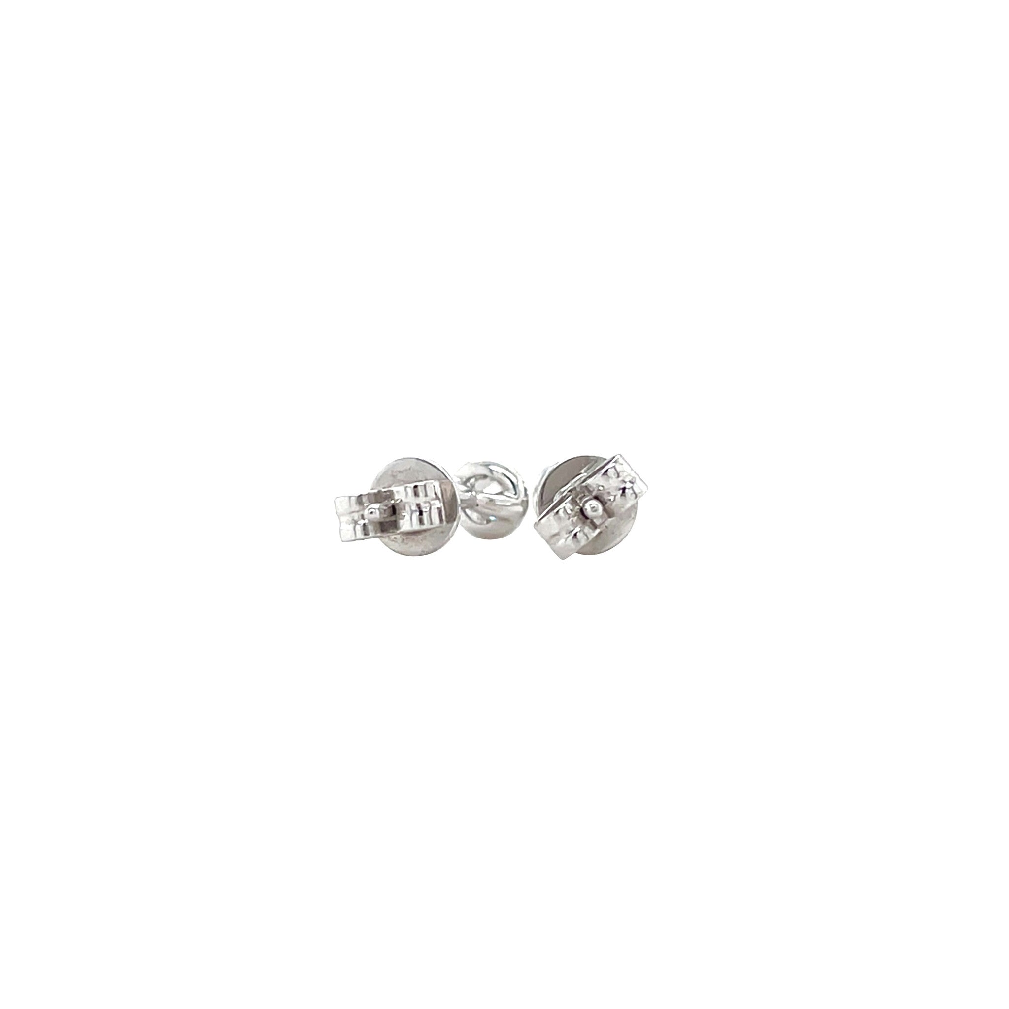 White gold solitaire stud earrings with diamond 14 kt