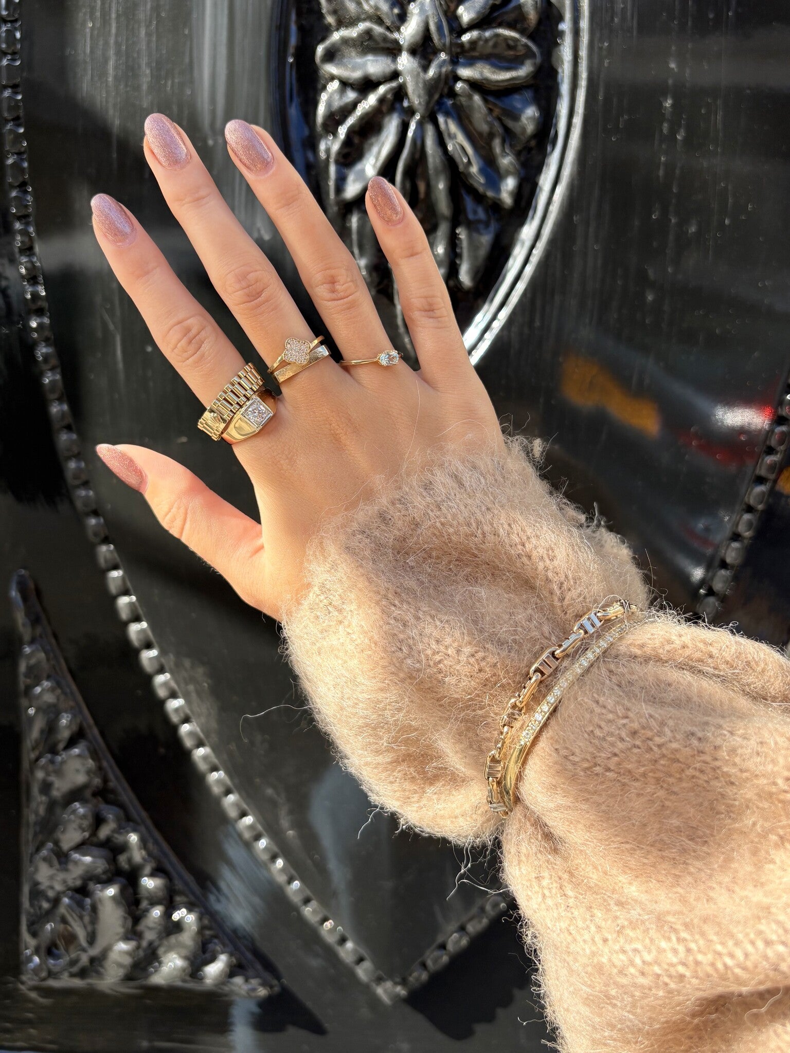 Gold bracelet bicolour 20 cm 14 karat