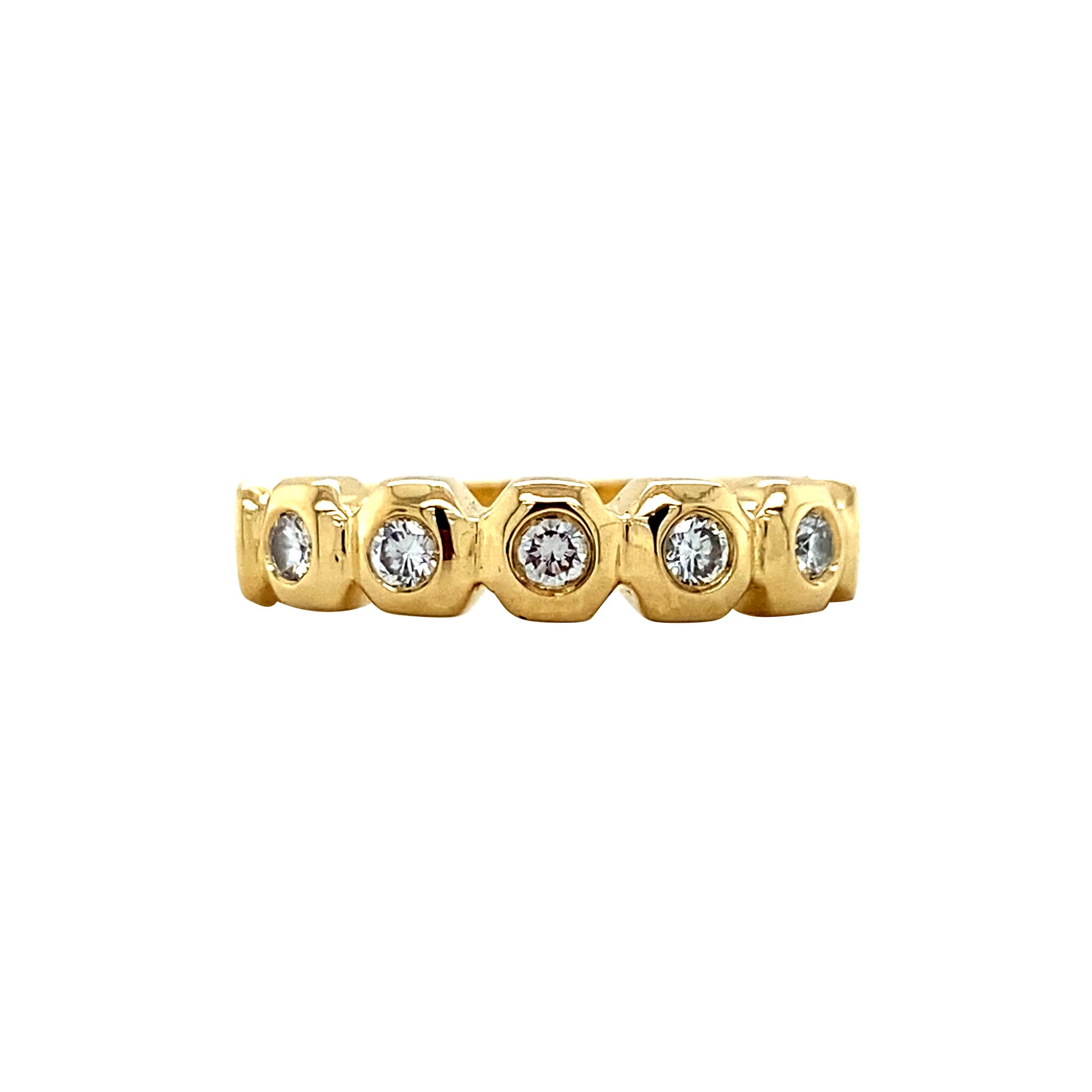 Gold row ring with diamond 18 karat