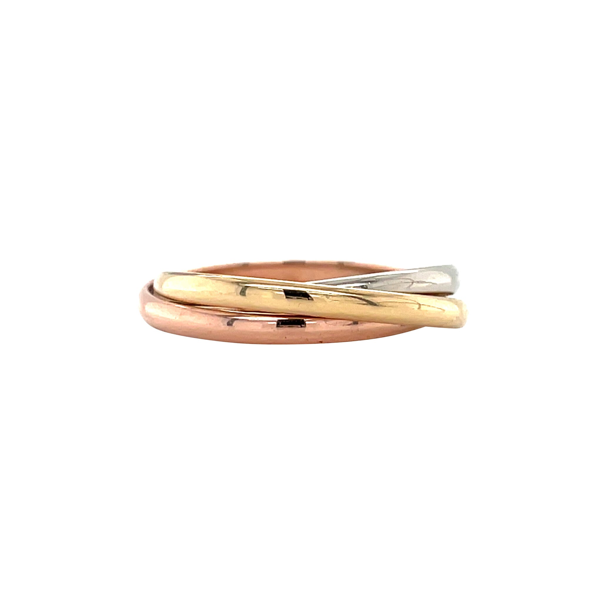 Tricolour gold trinity ring 14 karat