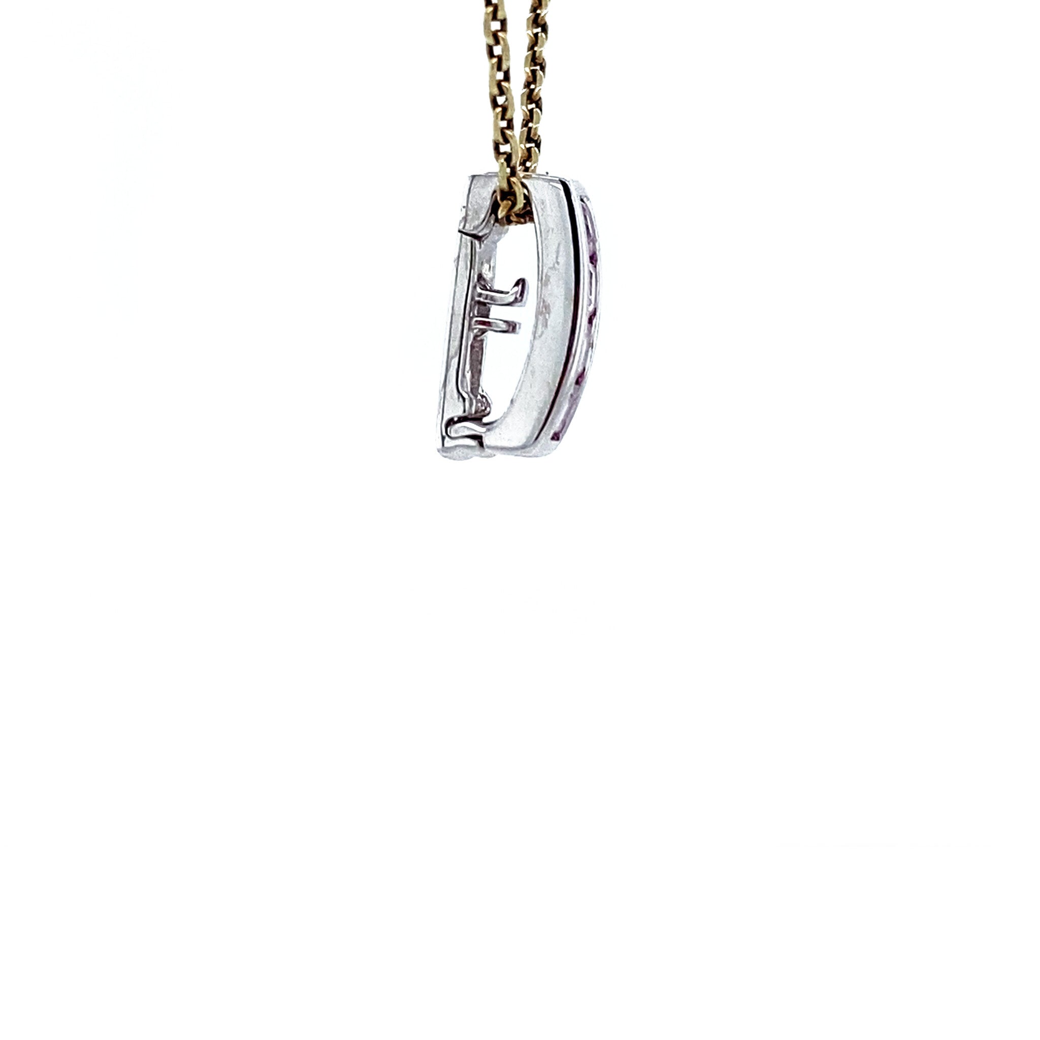 Witgouden cliphanger met roze saffier 18 karaat