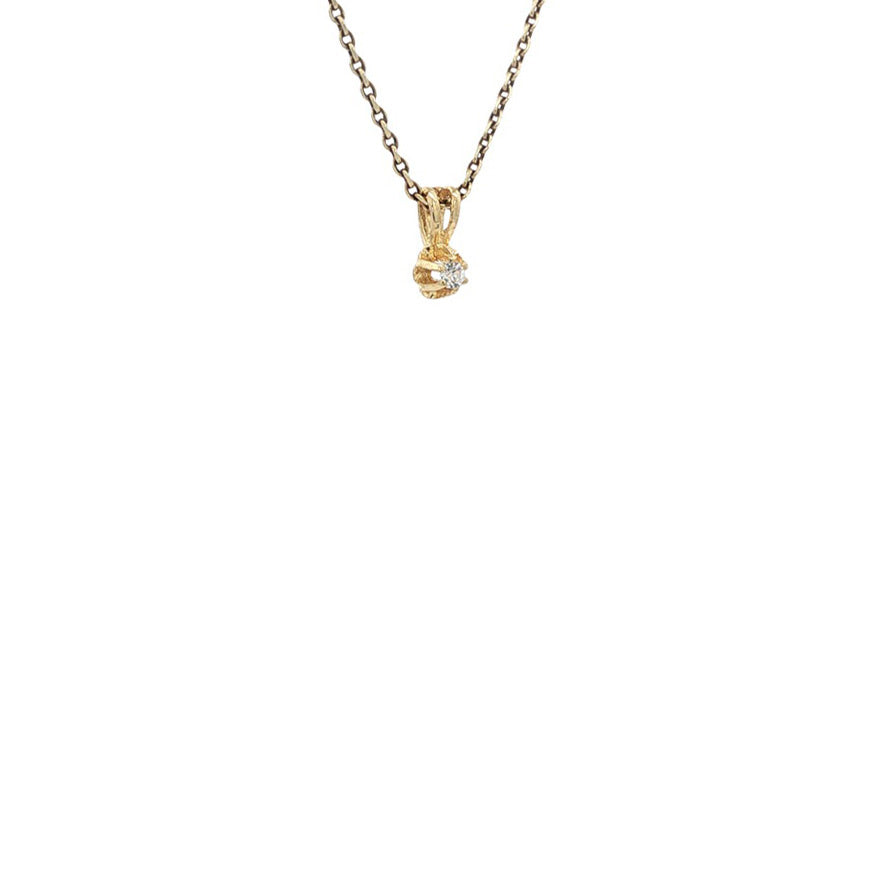 Gold solitaire pendant with zirconia 14 karat