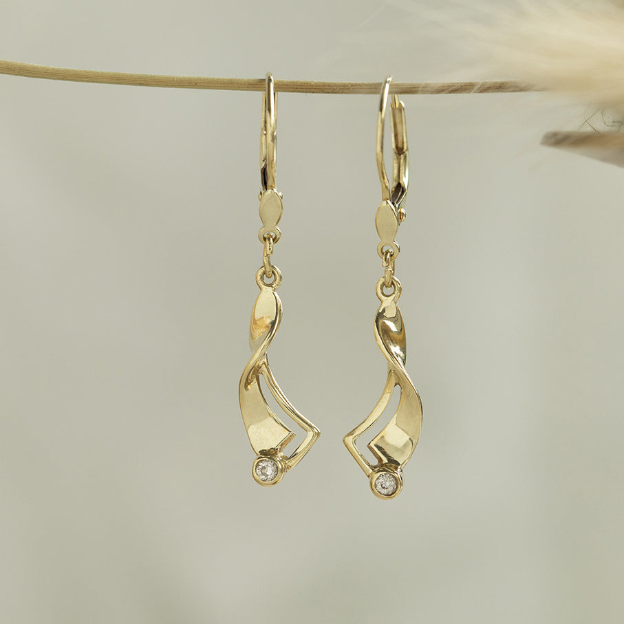 Gold earrings with zirconia 14 karat