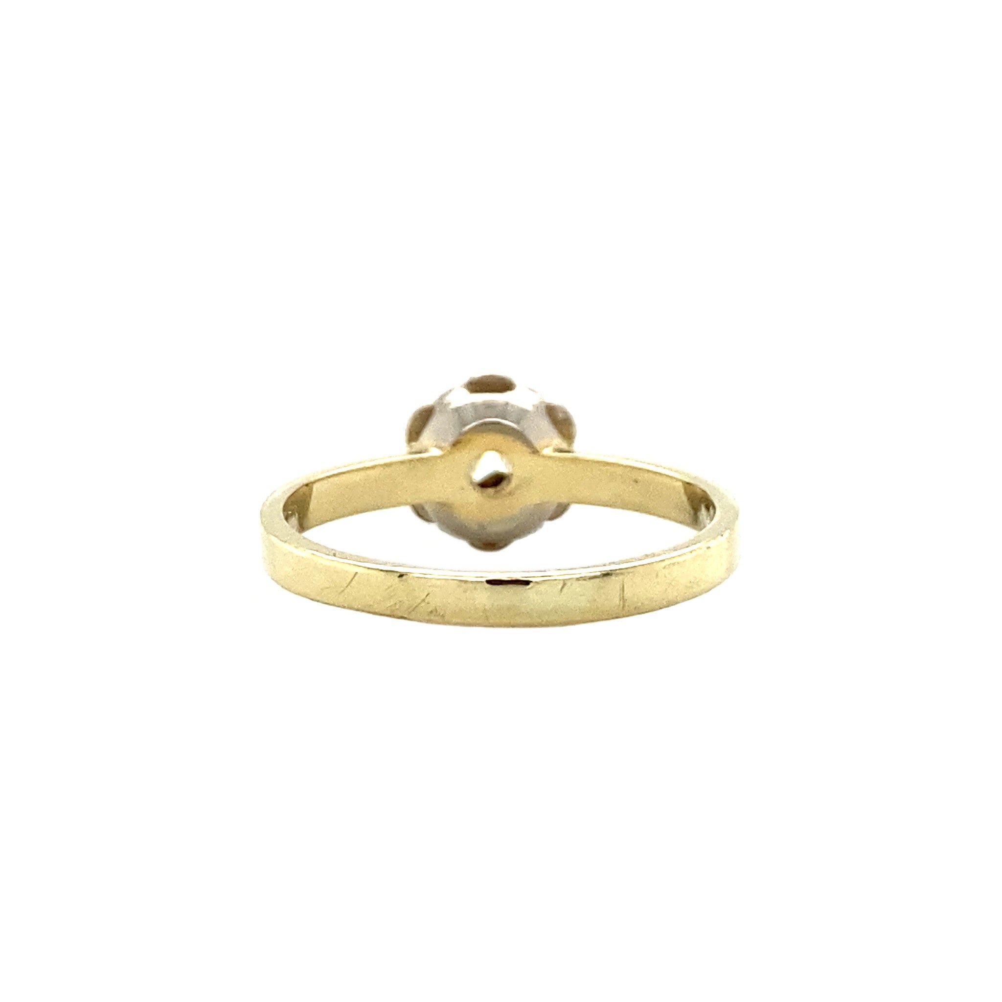 Bicolour golden solitaire ring with diamond 14 kt