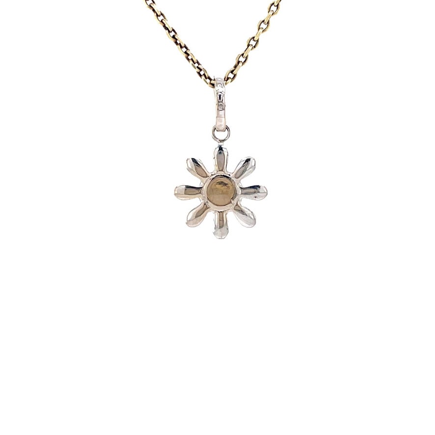 Bicolour gold flower pendant 18 karat