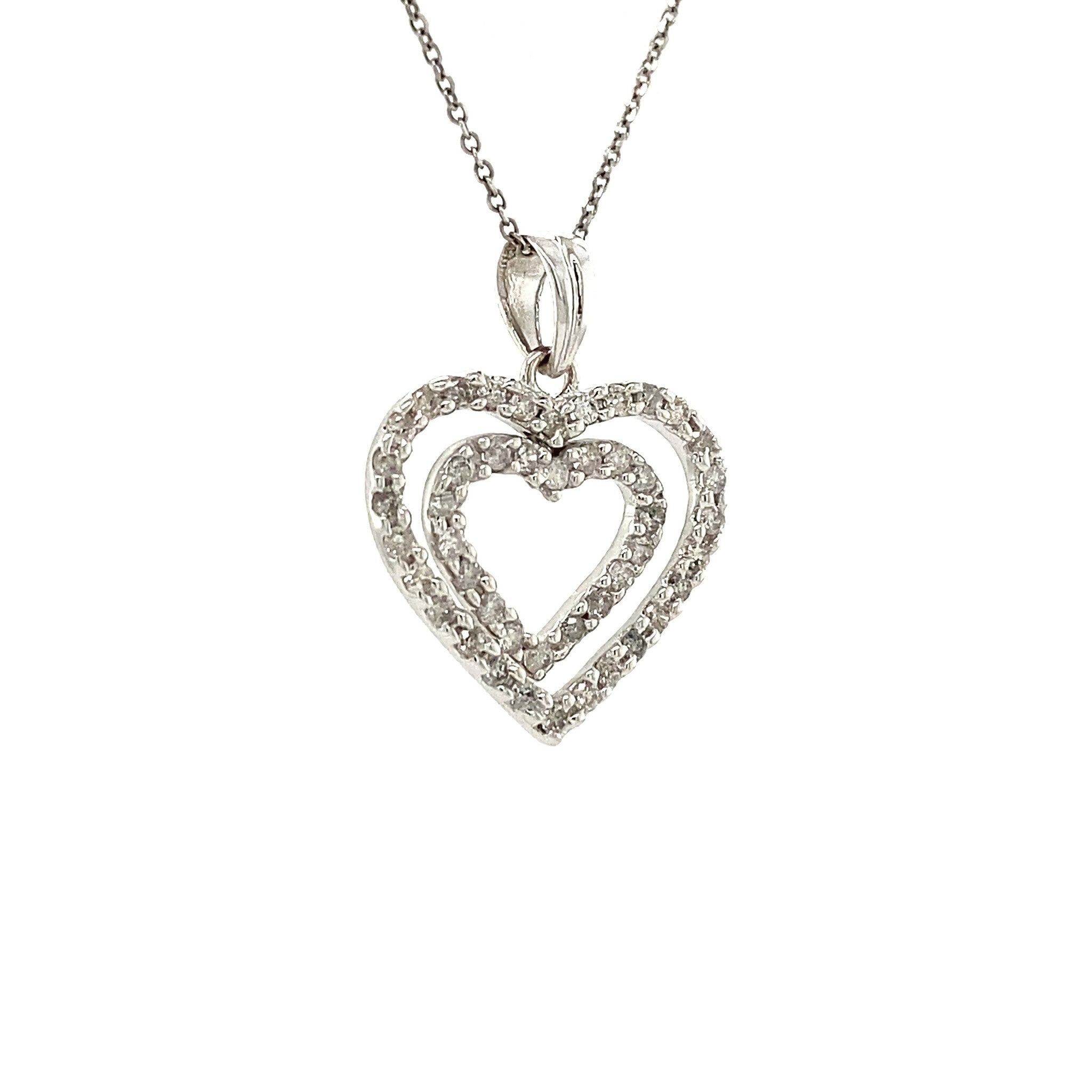White gold heart pendant with diamond 18 karat