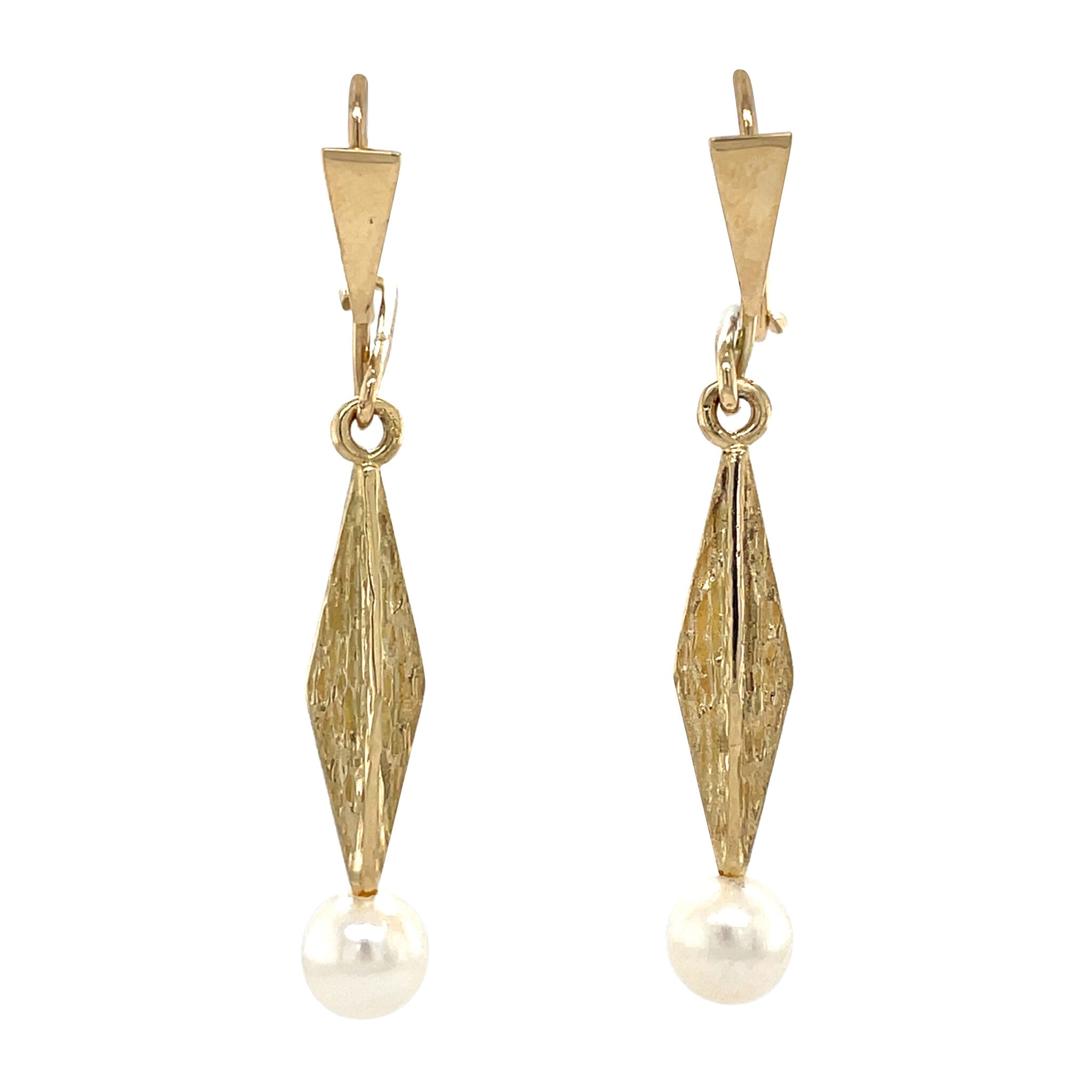 Golden earrings with pearl 14 karat