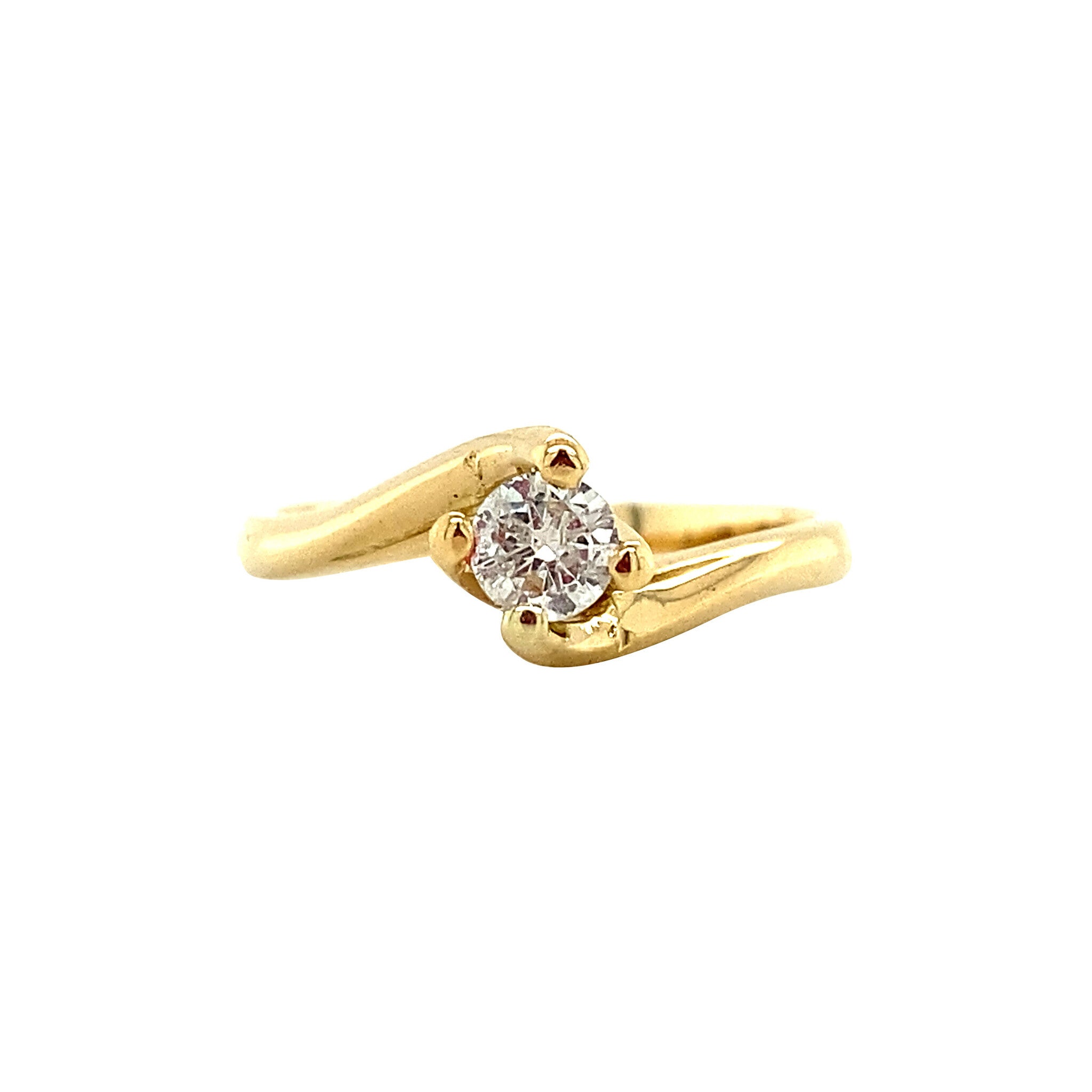Gold solitaire ring with diamond 18 kt