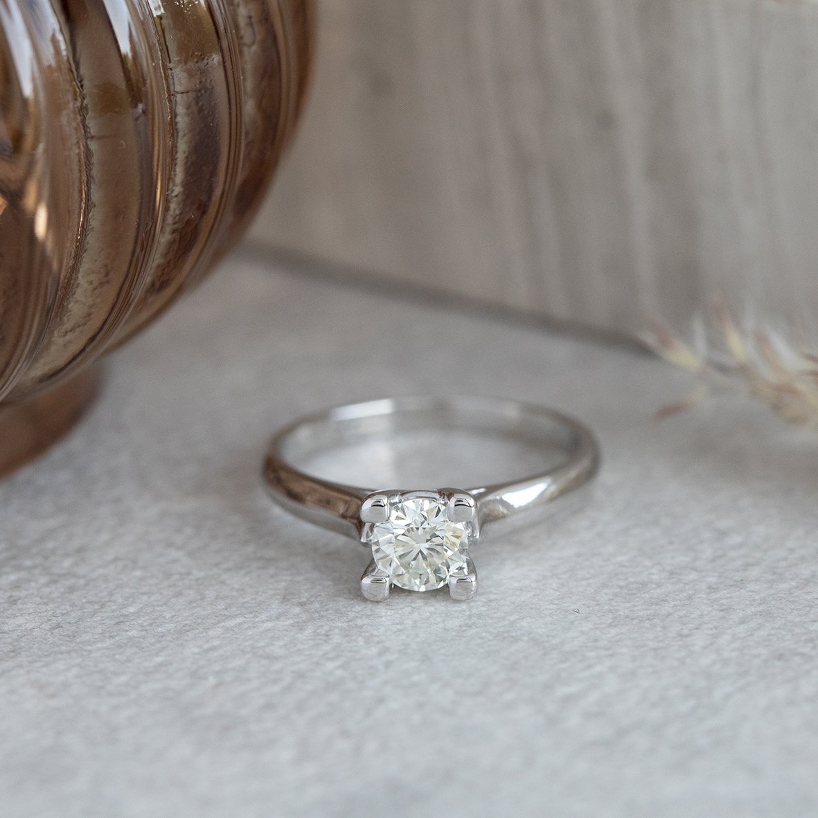 White gold solitaire ring with diamond 0.50ct. 18 karat