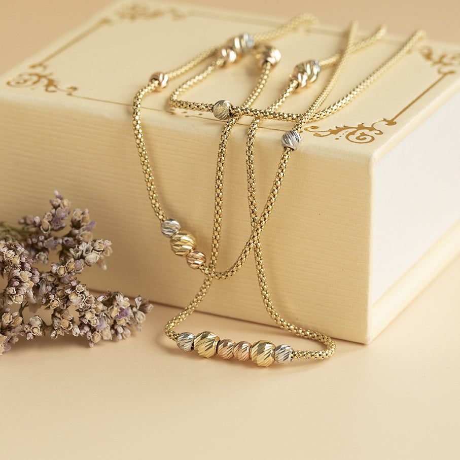 Tricolour gold necklace 58.5 cm 14 karat