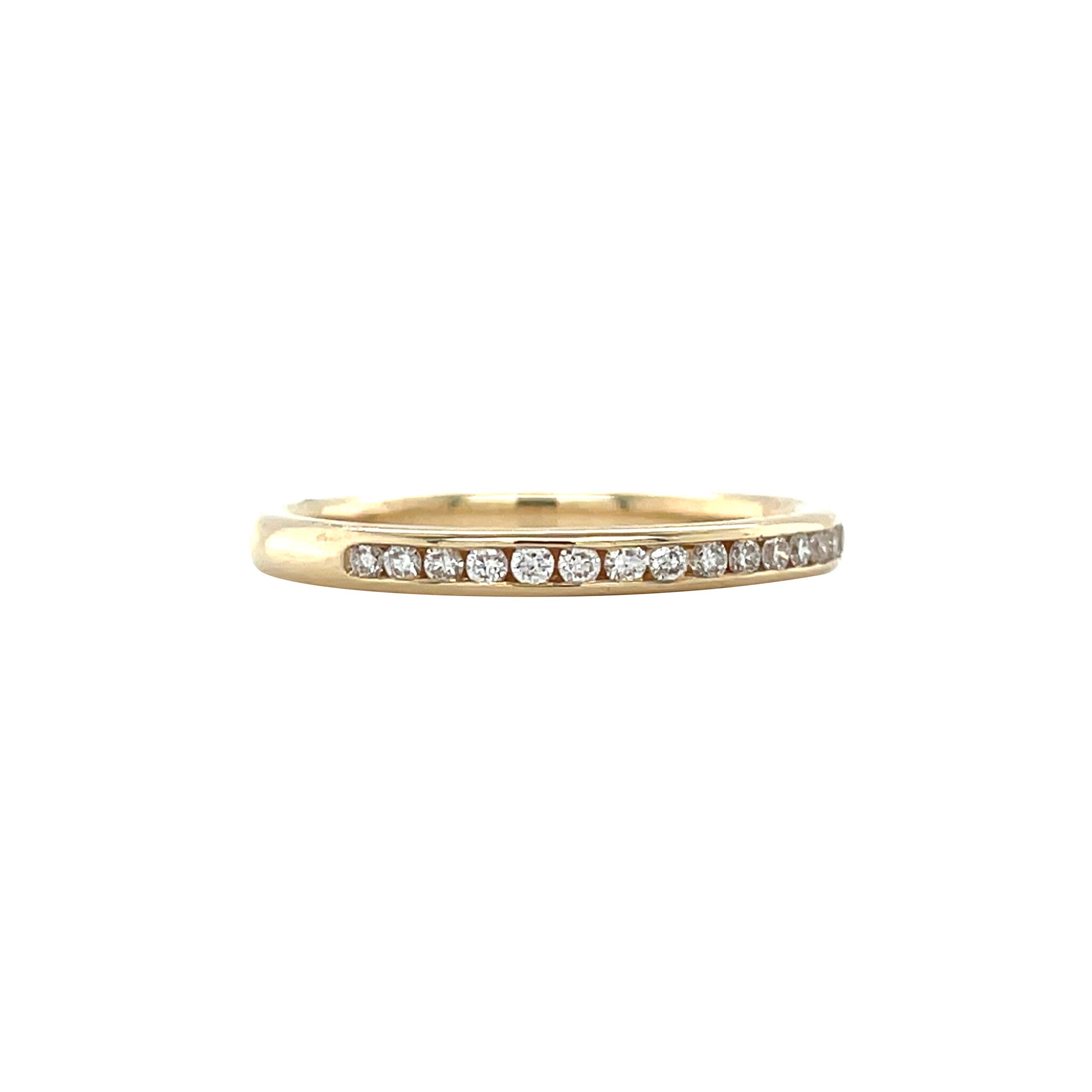 Yellow gold rail ring with diamond 14 kt