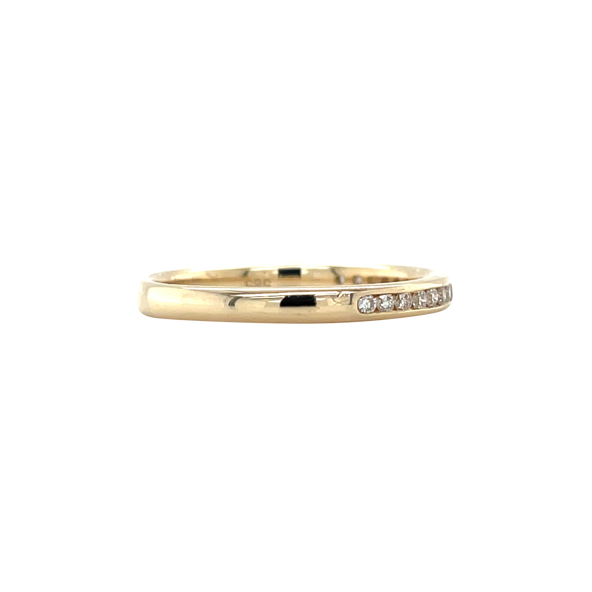 Yellow gold rail ring with diamond 14 kt