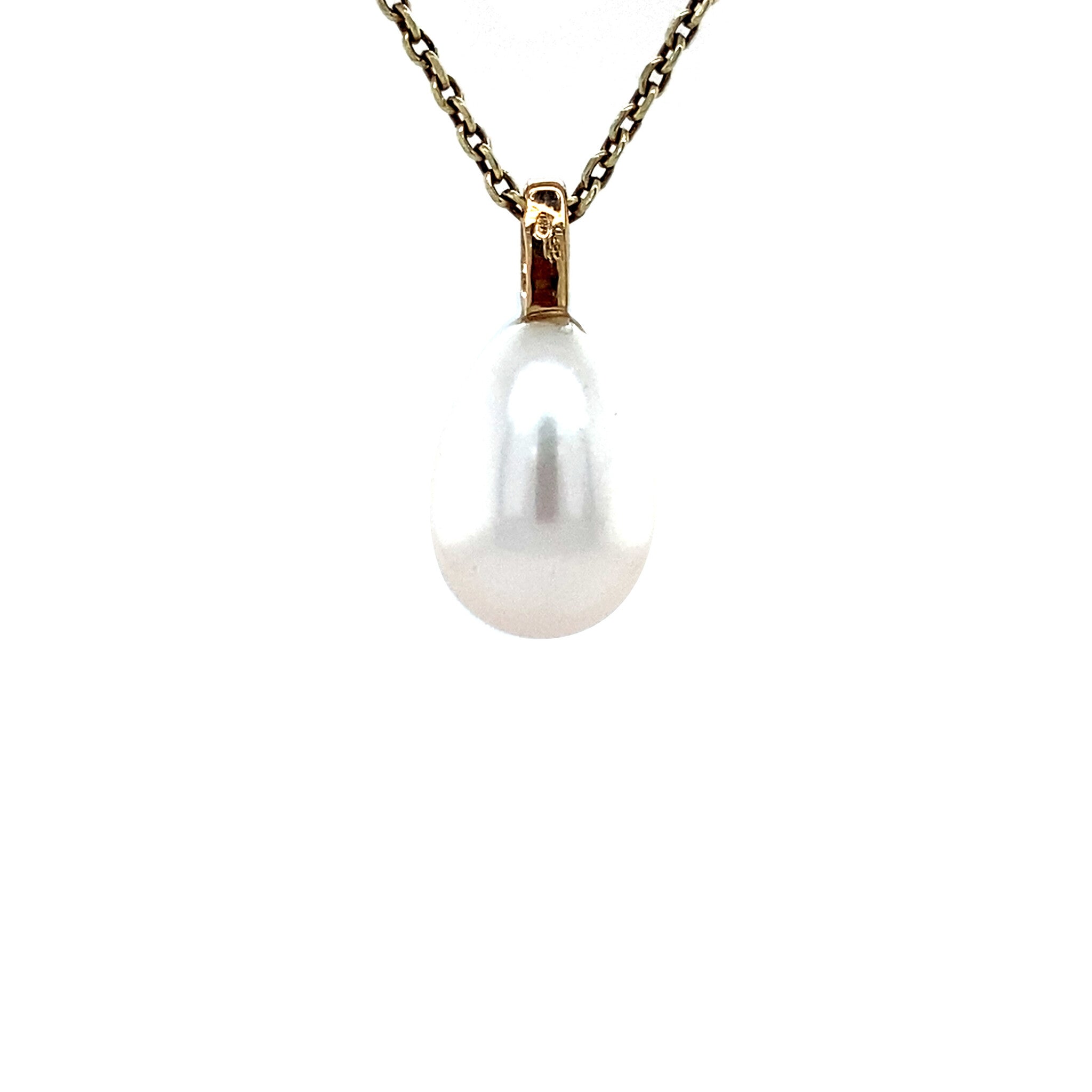 Gold pendant with pearl and diamond 14 karat* New