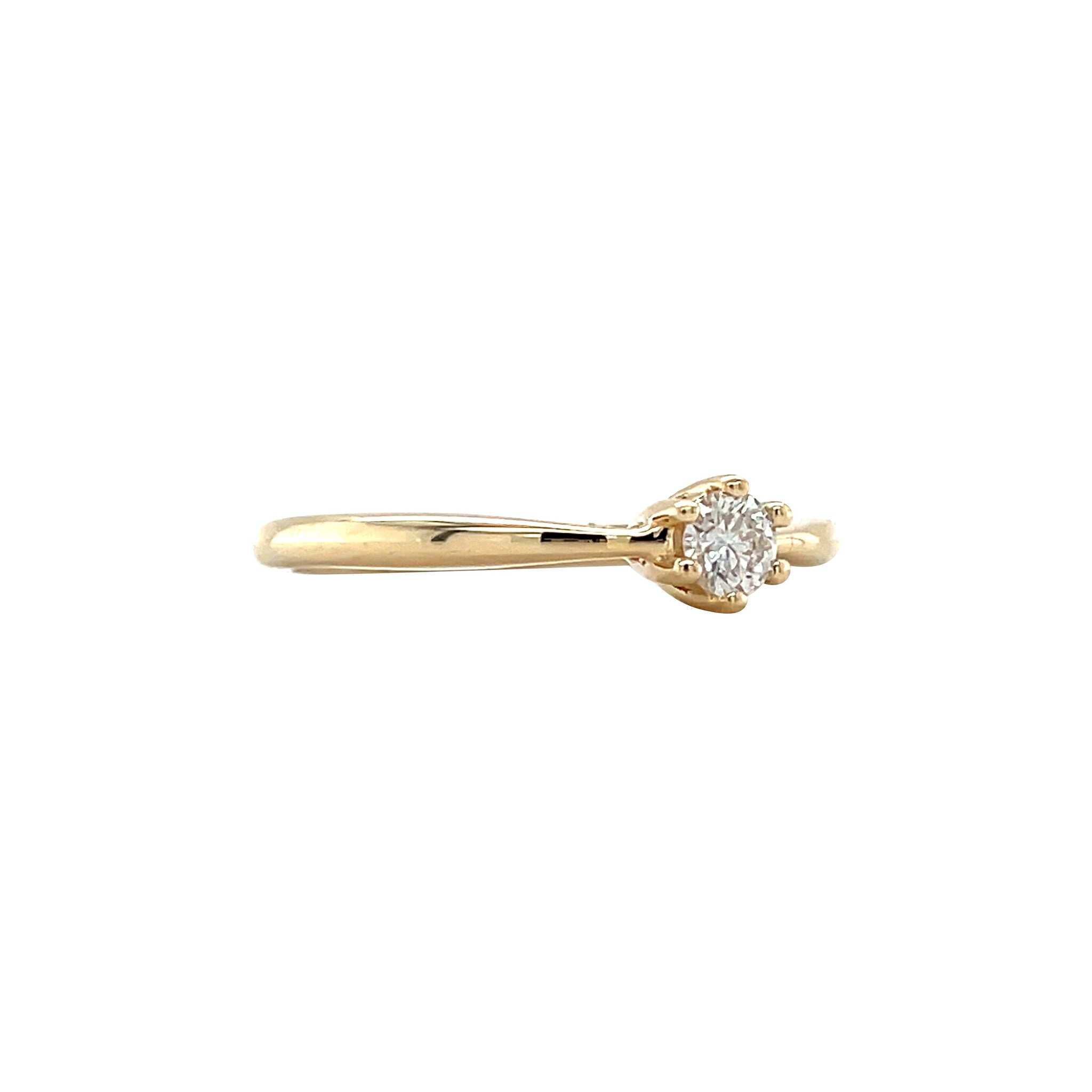 Gouden solitair ring met diamant 14 karaat