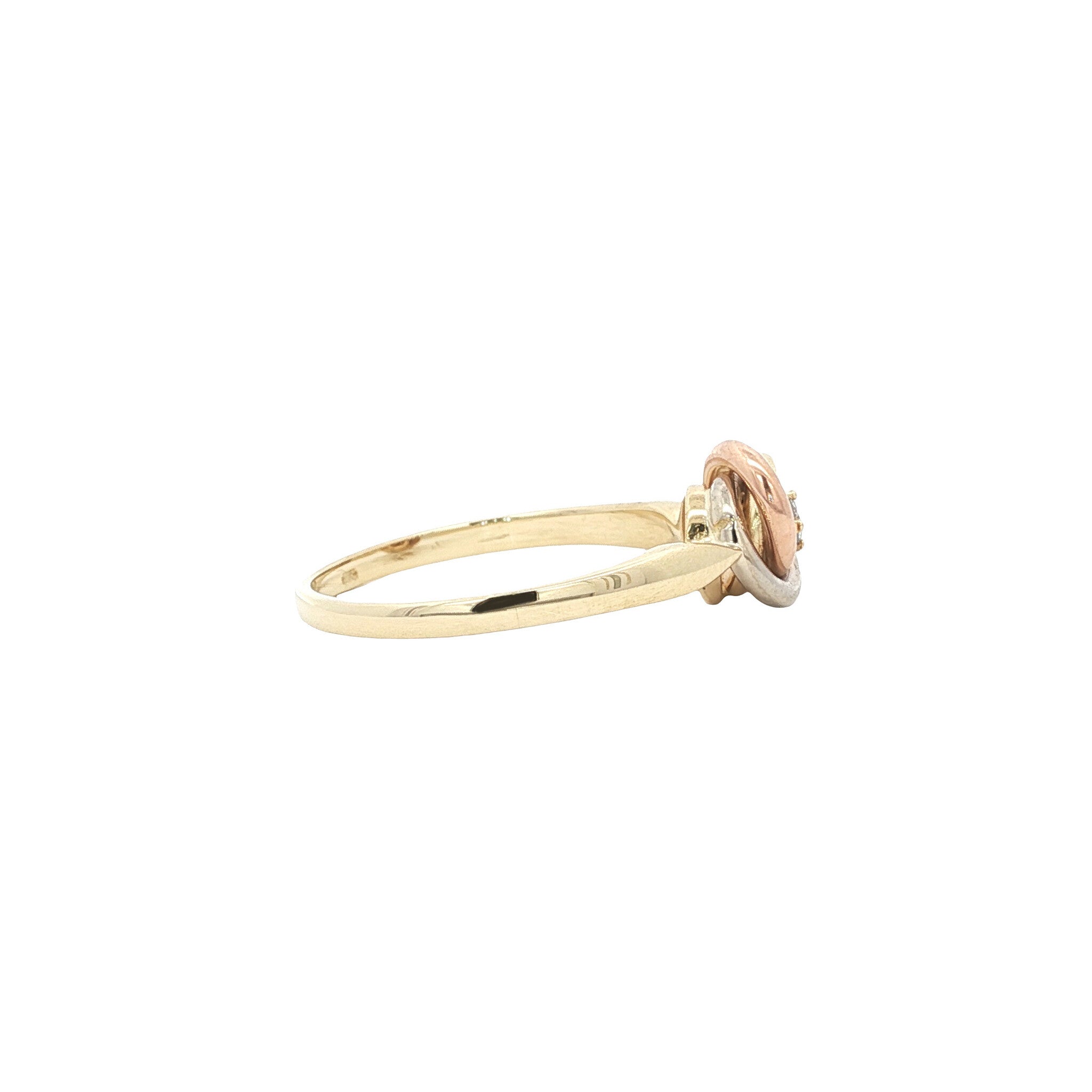 Tricolour gold ring with diamond 14 karat