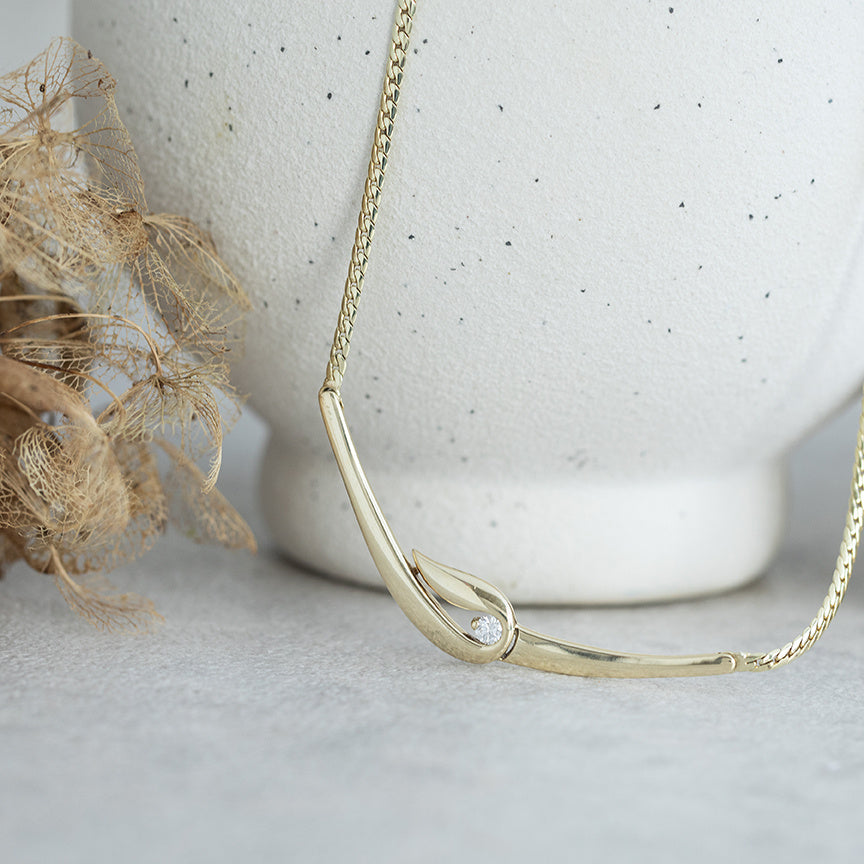 Gouden choker met diamant 42 cm 14 karaat