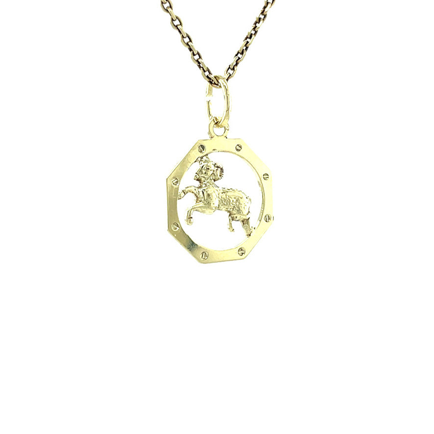Gold pendant zodiac sign Aries 14 karat
