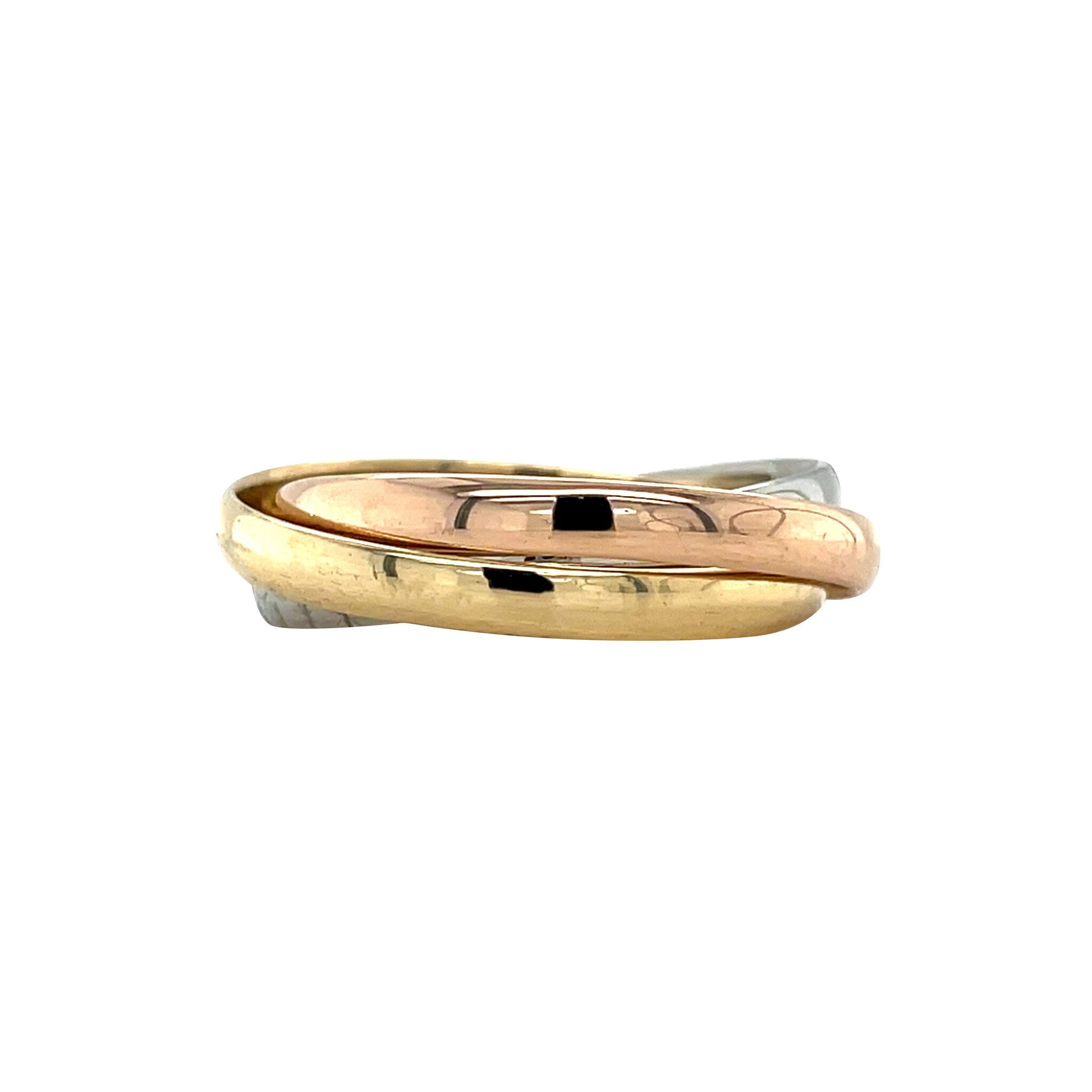 Tricolour gold trinity ring 18 karat