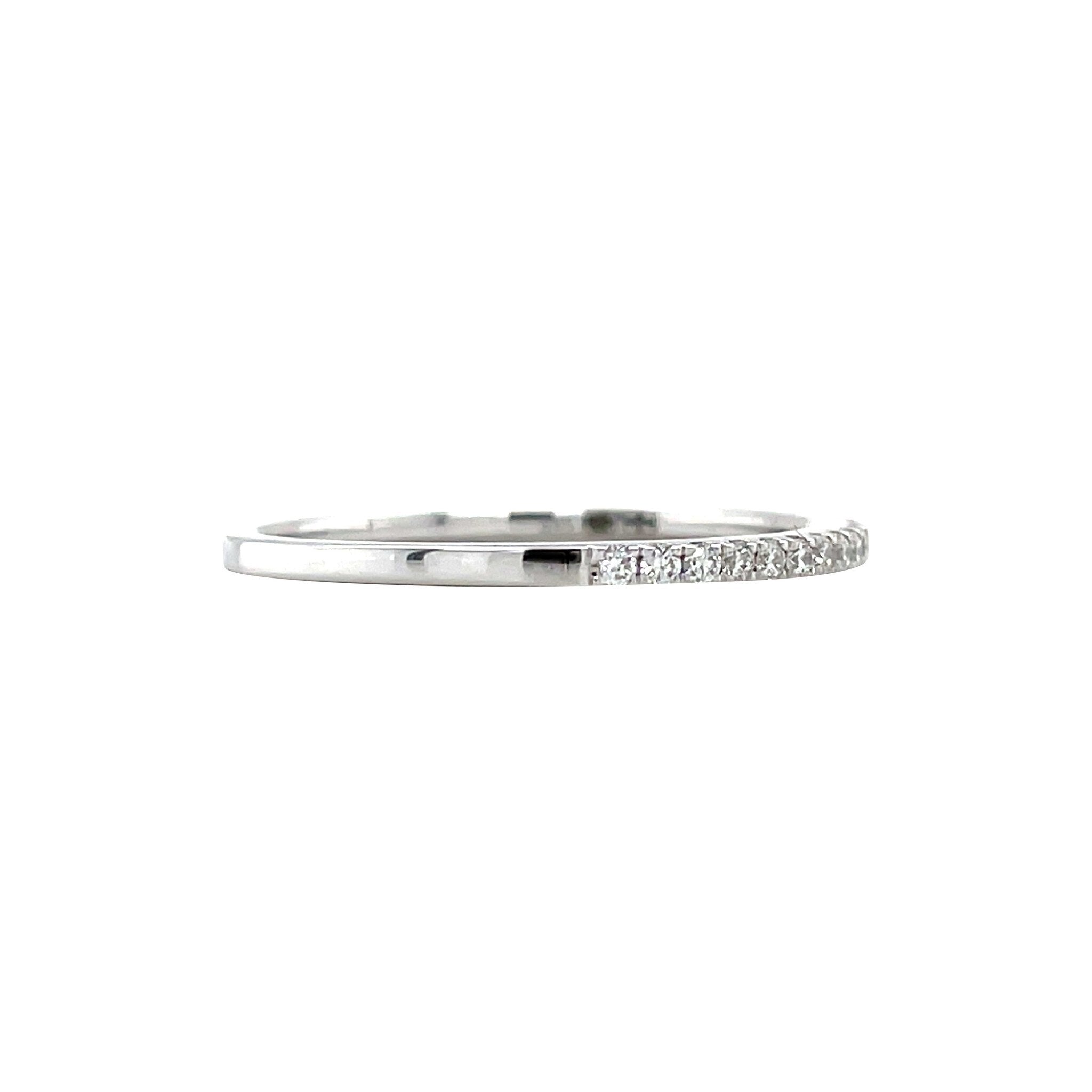 White gold row ring with diamond 14 kt
