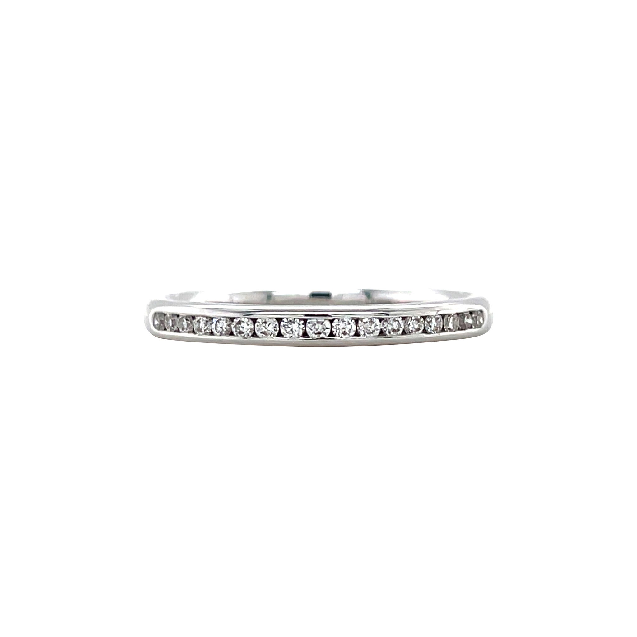 White gold rail ring with diamond 14 kt