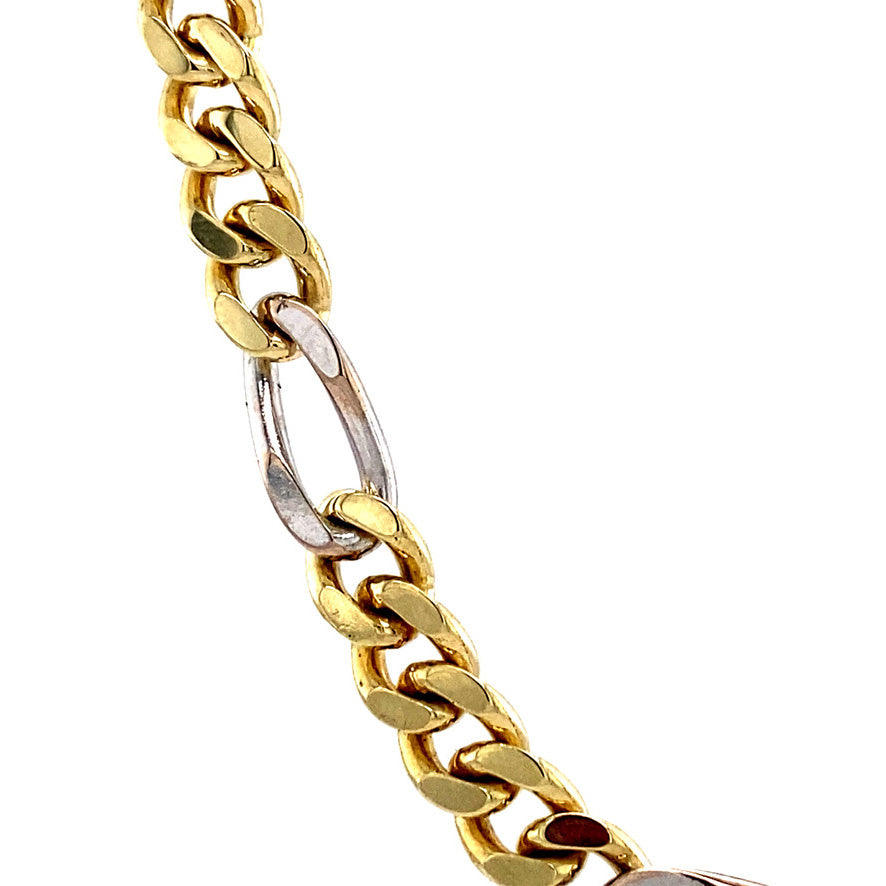 Gold Figaro necklace bicolour 50.5 cm 14 karat