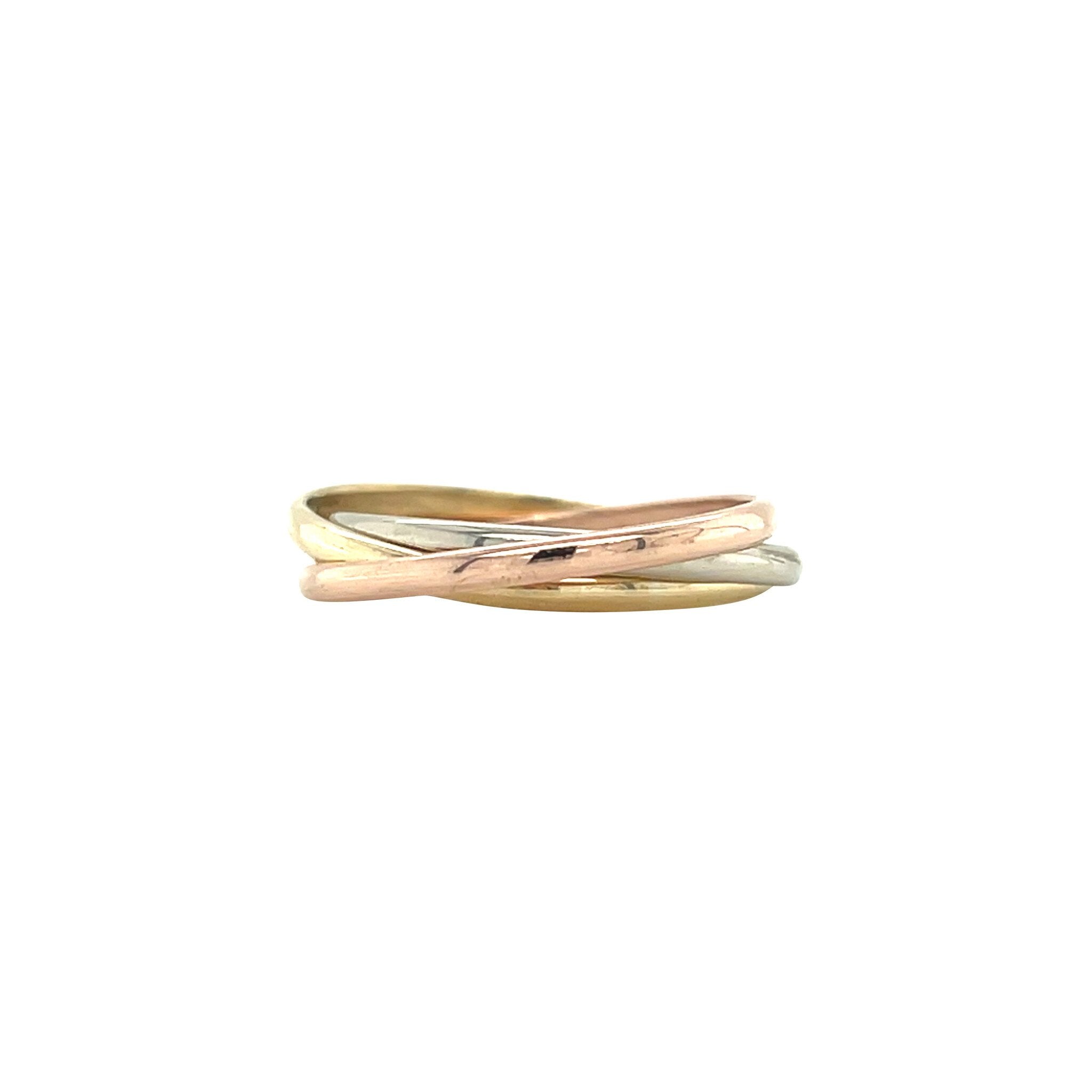 Tricolour gold trinity ring 14 karat