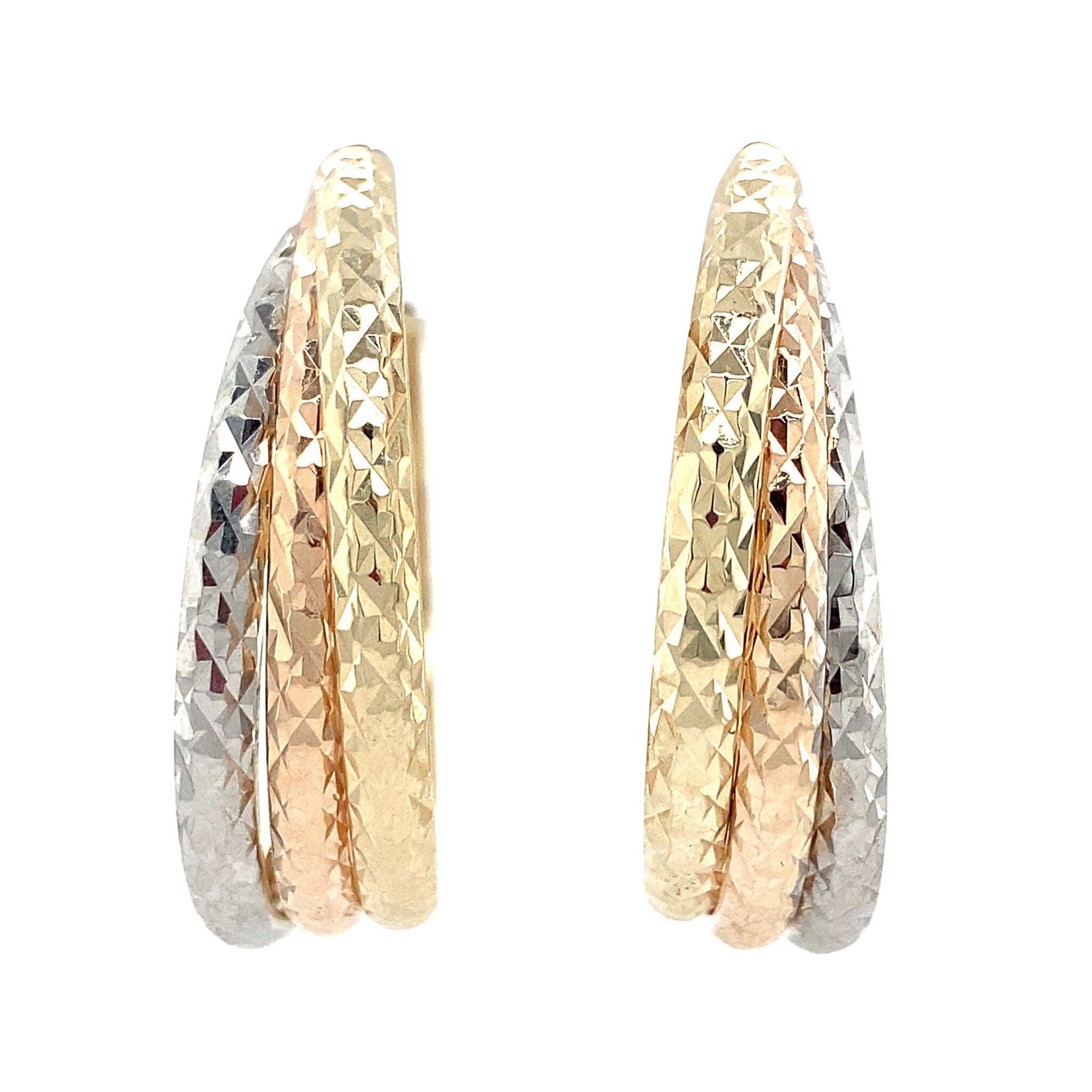 Tricolour gold half-hoops 14 kt