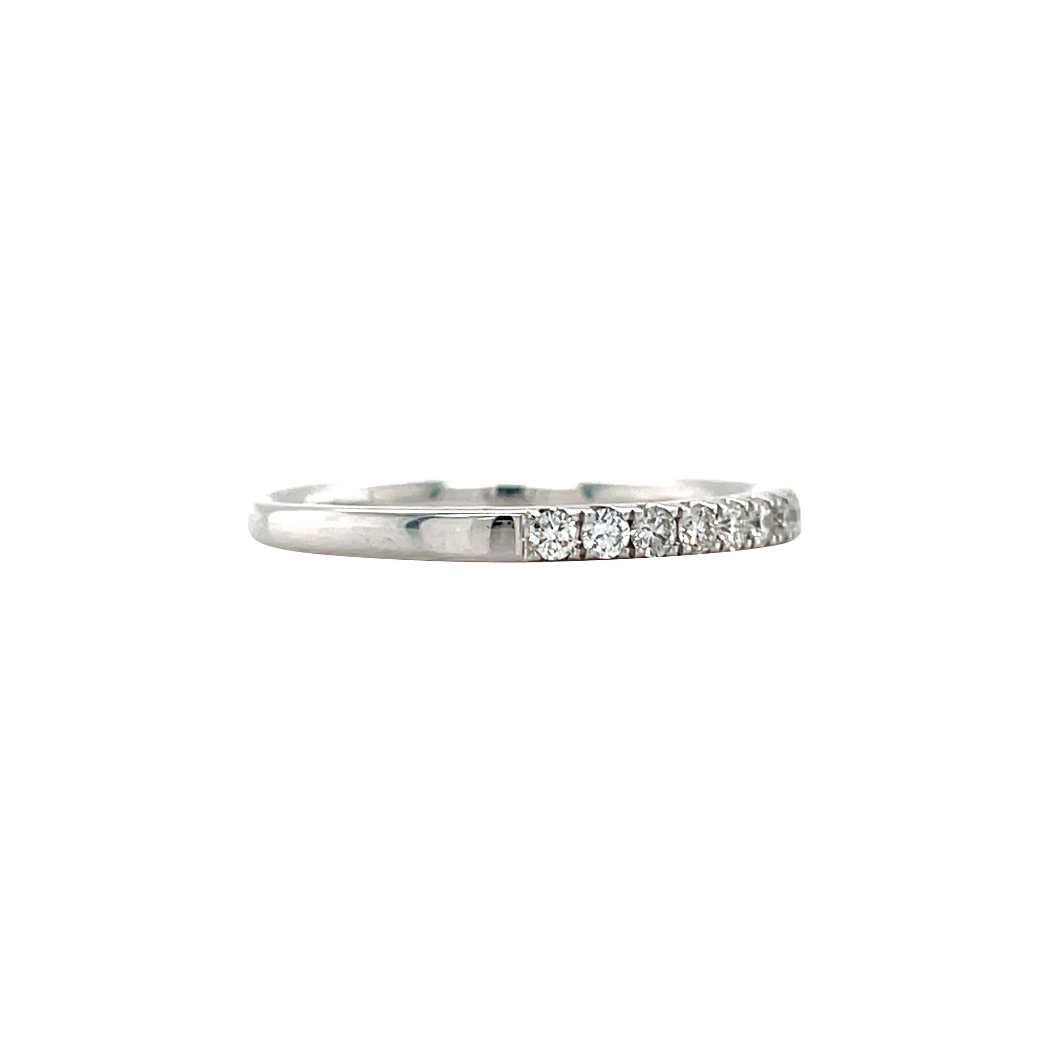 White gold row ring with diamond 14 kt