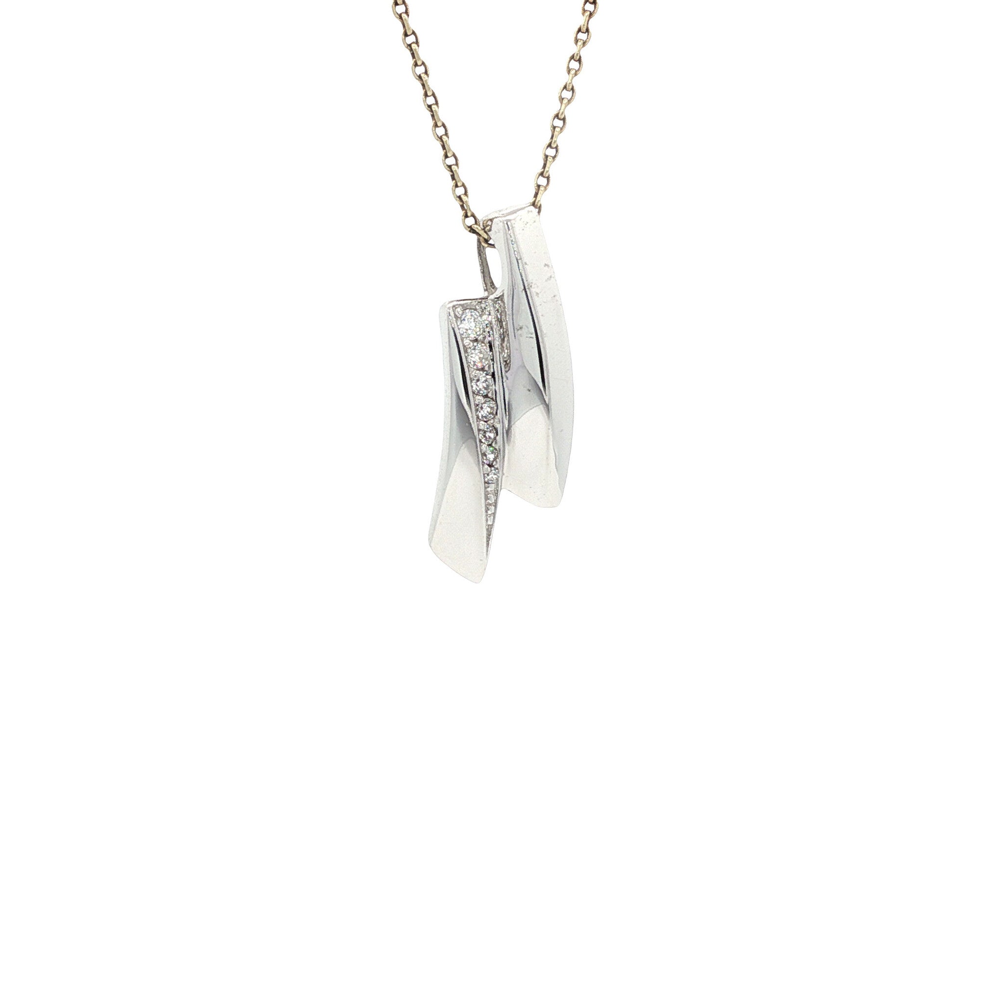 White gold pendant zirconia 14 karat