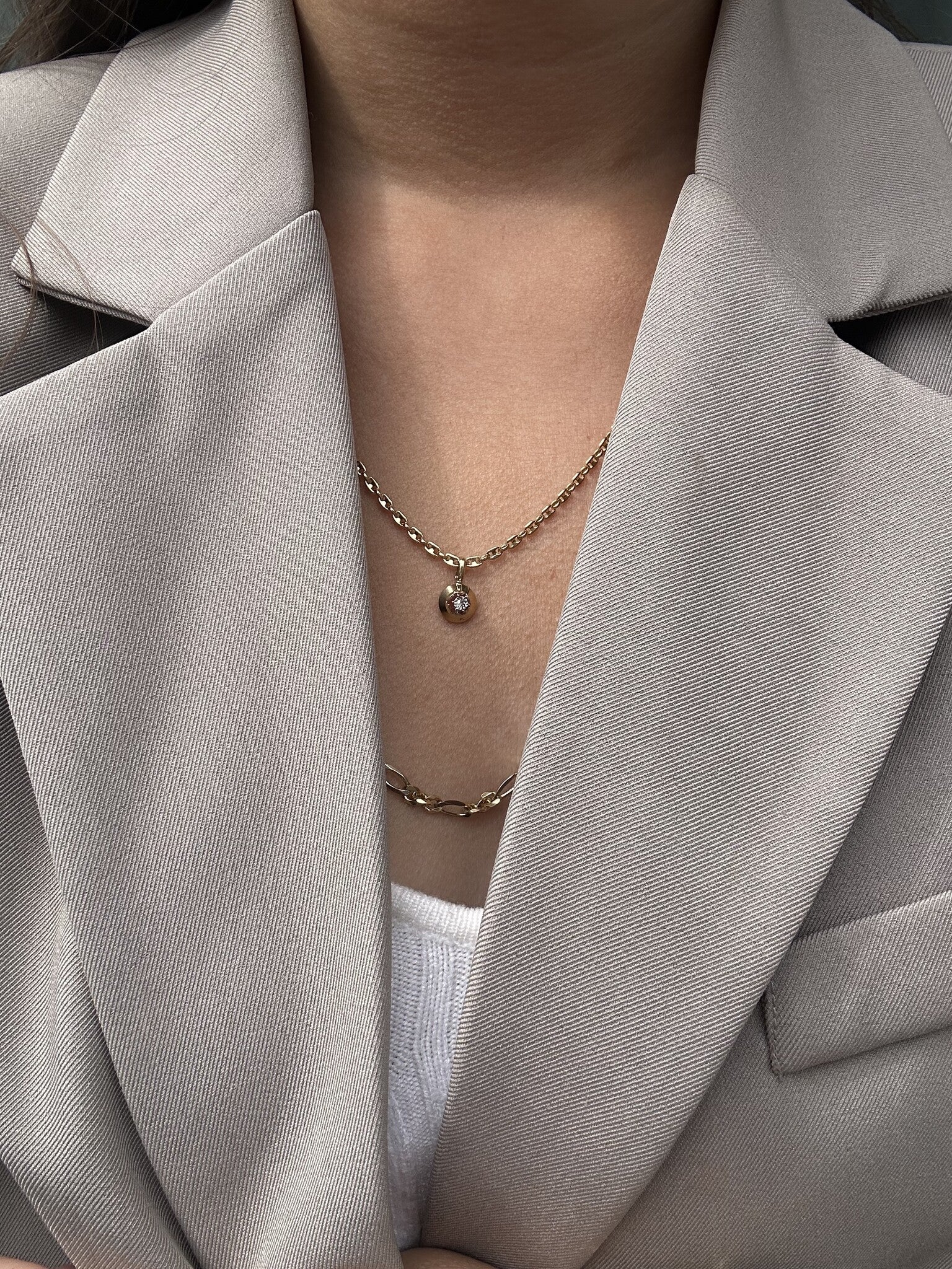 Gold double anchor necklace 50 cm 14 karat