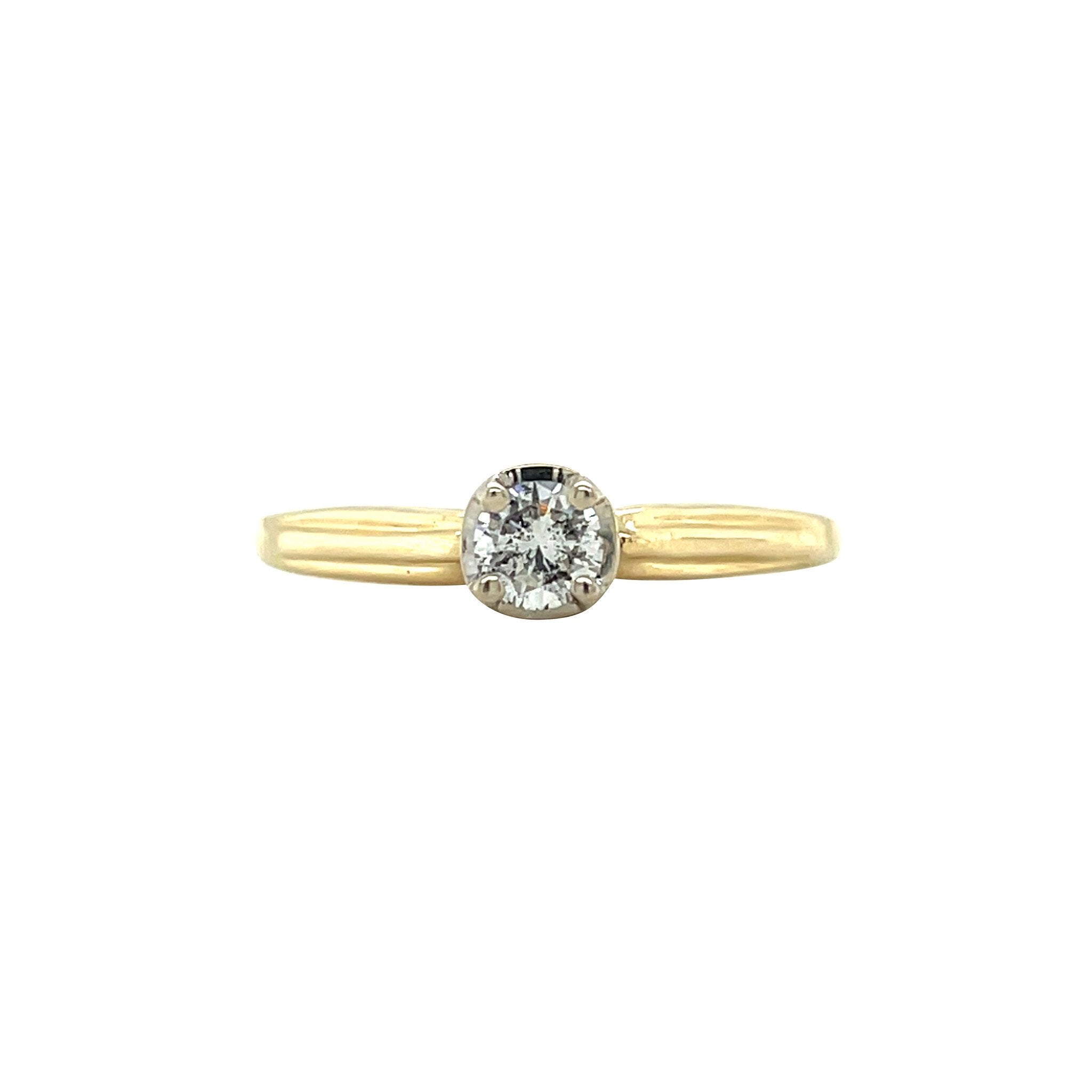 Golden solitaire ring with diamond 14 karat