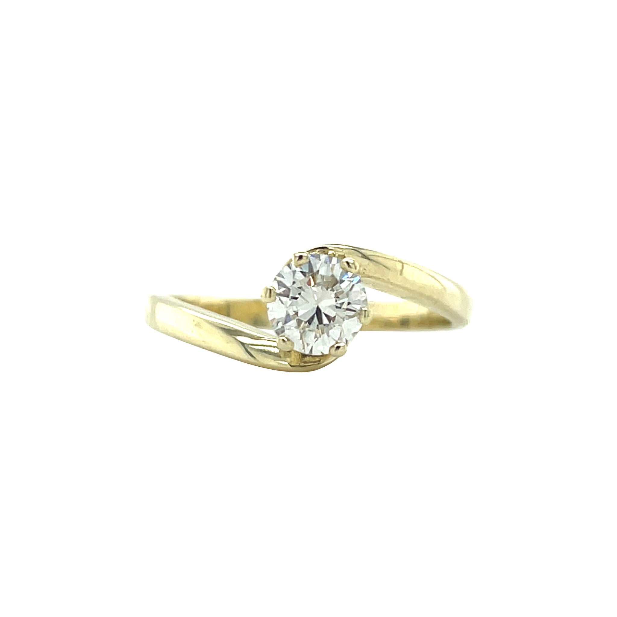 Gold solitaire ring with diamond 14 karat