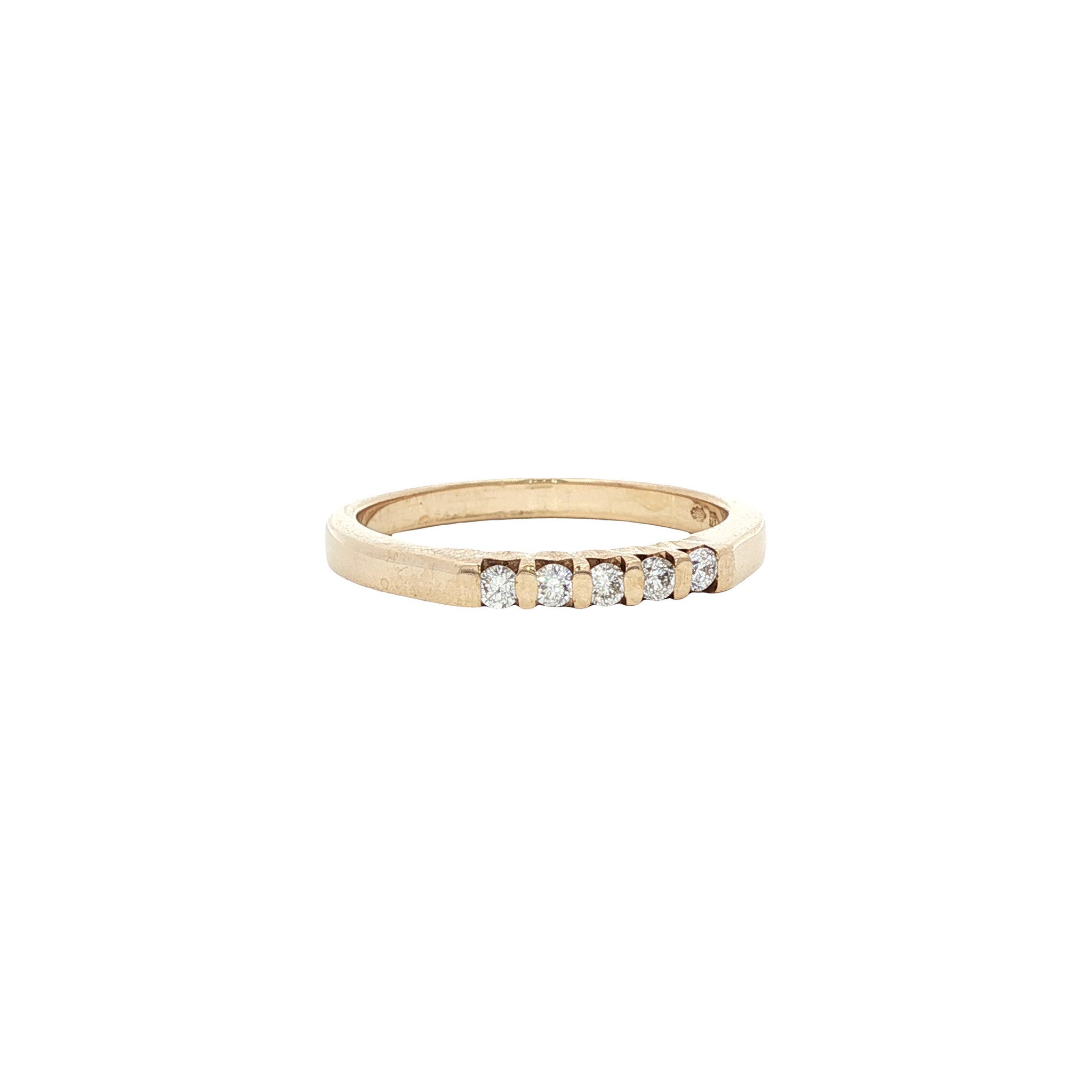Gold row ring with diamond 14 karat