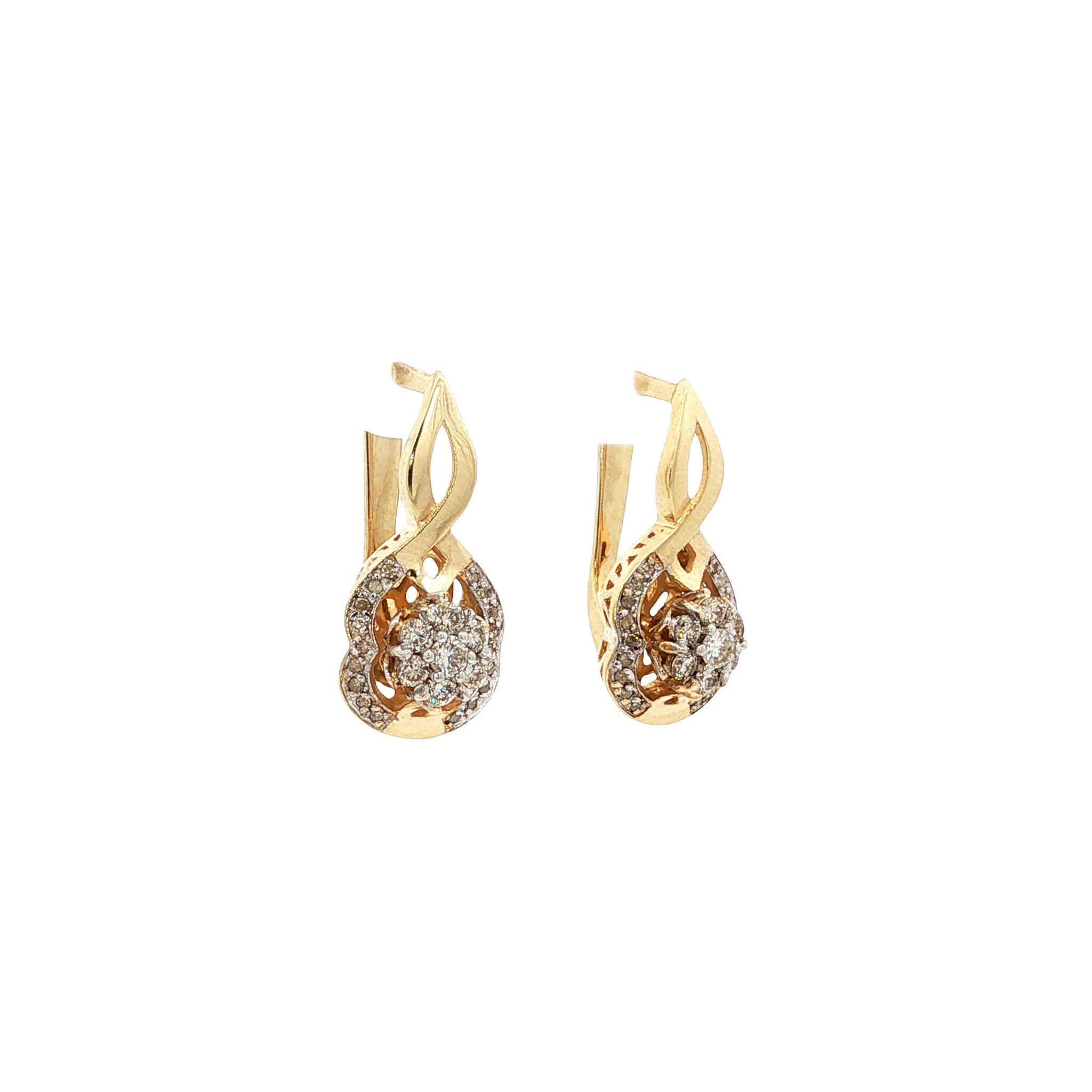Gold ear jewelry with diamond 14 karat