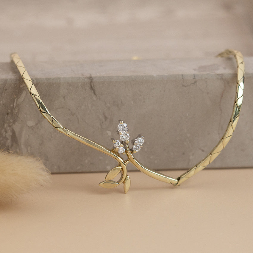 Gold bracelet with diamond 17 cm 14 karat