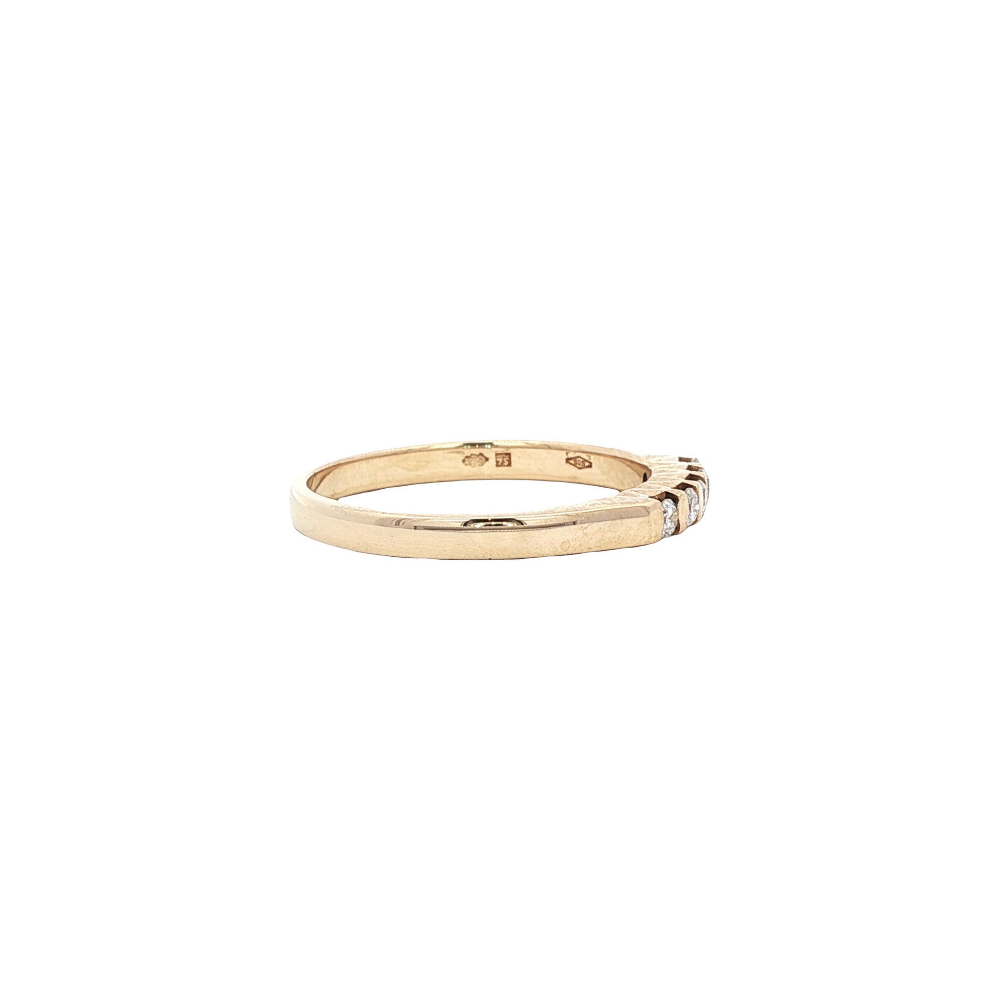 Gold row ring with diamond 14 karat