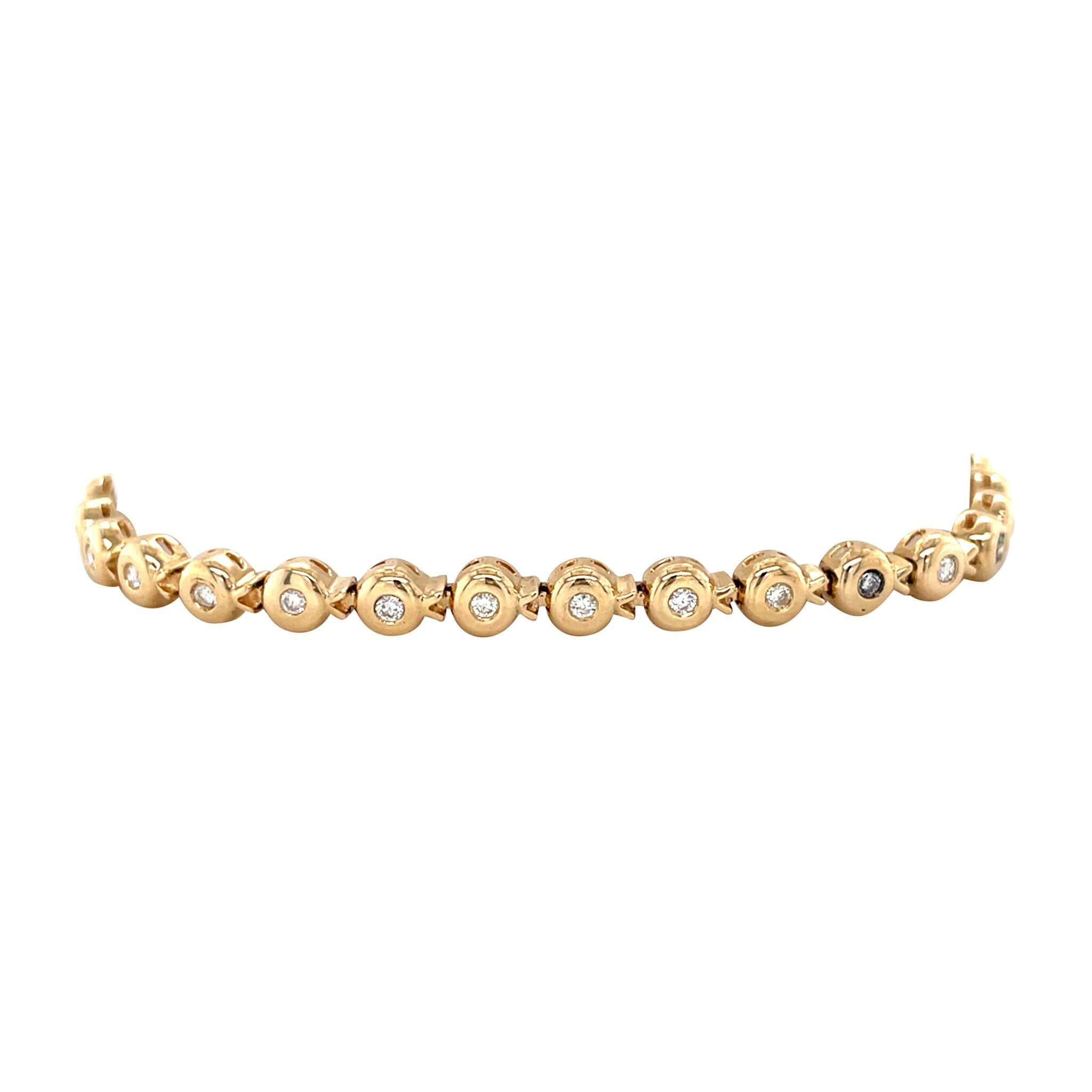Gold tennis bracelet with diamond 14 karat
