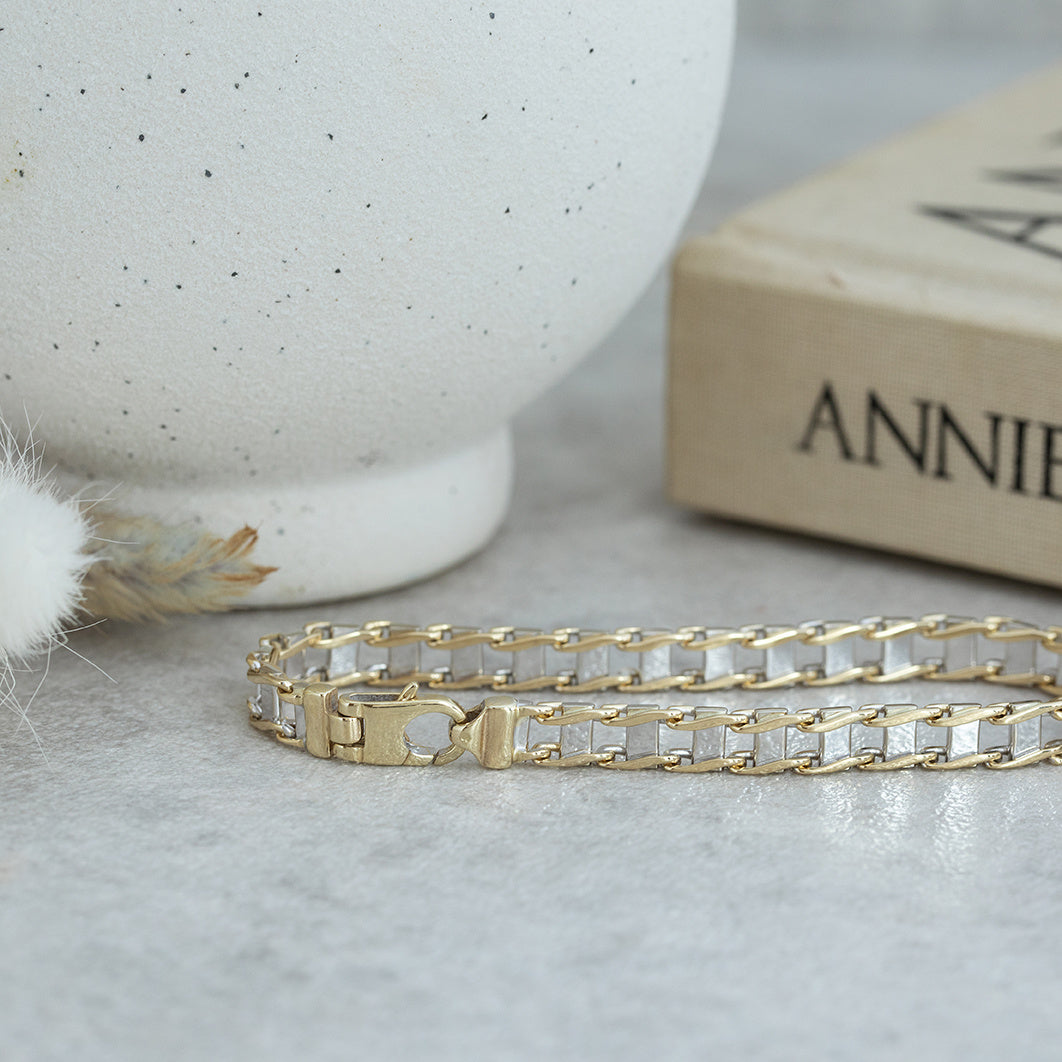 Bicolour gouden armband 19 cm 14 karaat