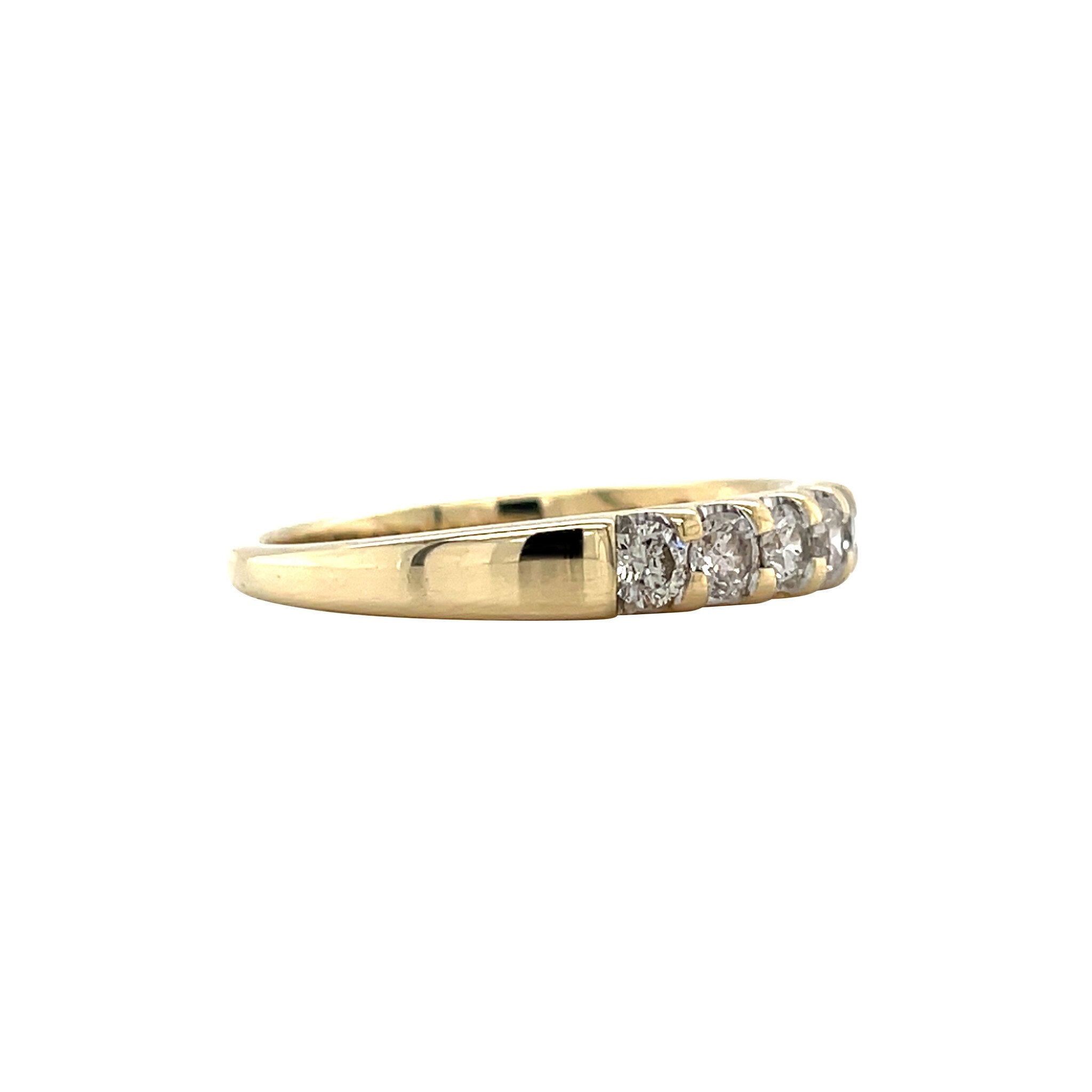 Gold row ring with diamond 14 karat