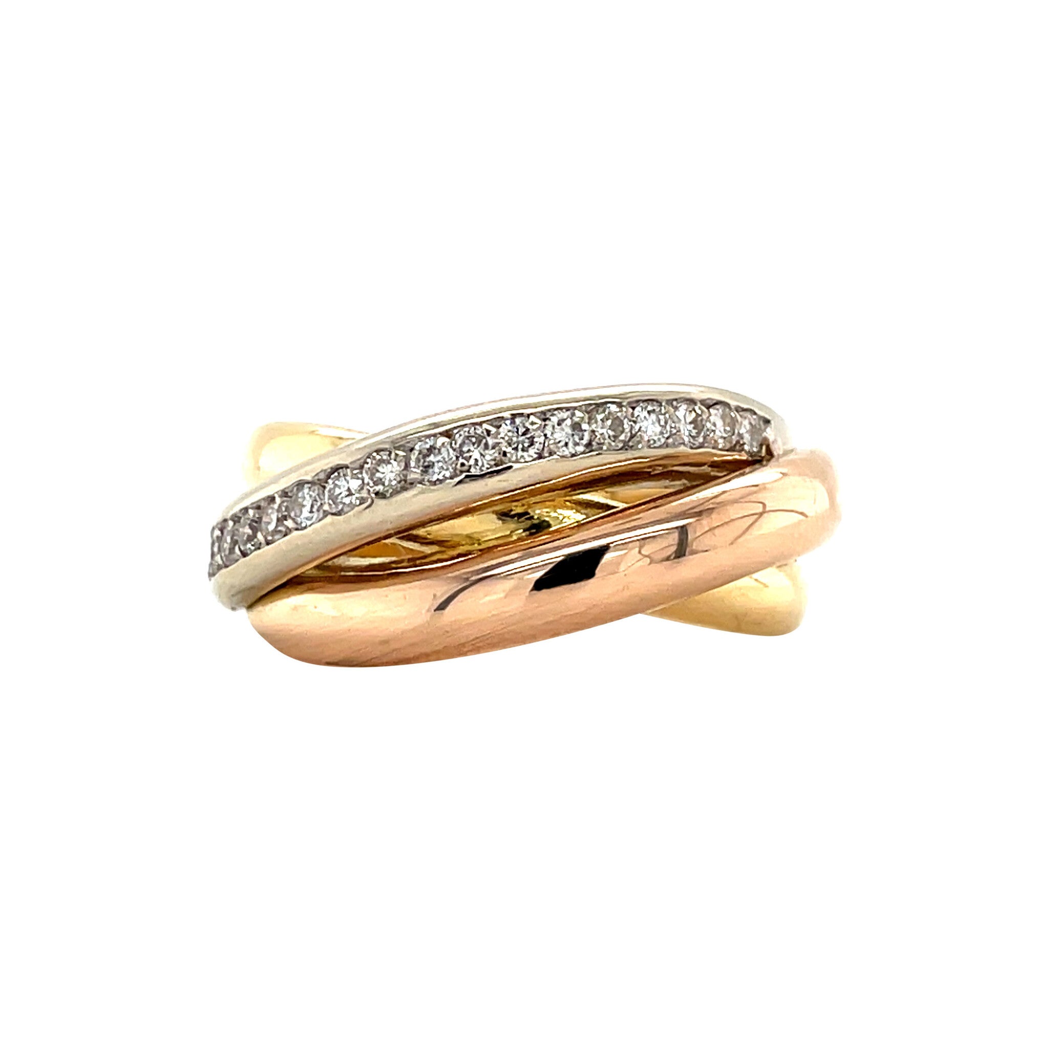 Tricolour gold ring with diamond 18 karat