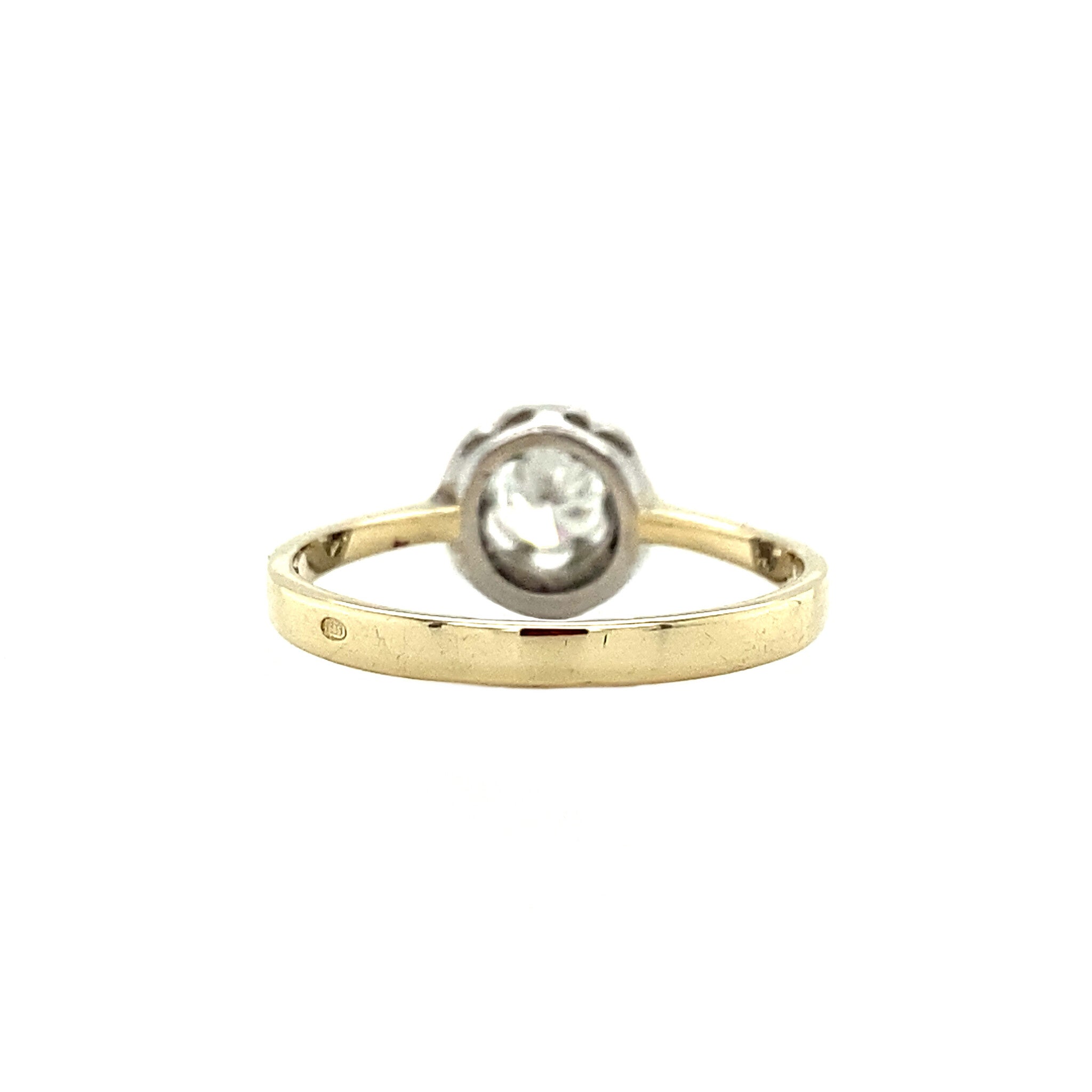 Gold solitaire ring with diamond 14 kt