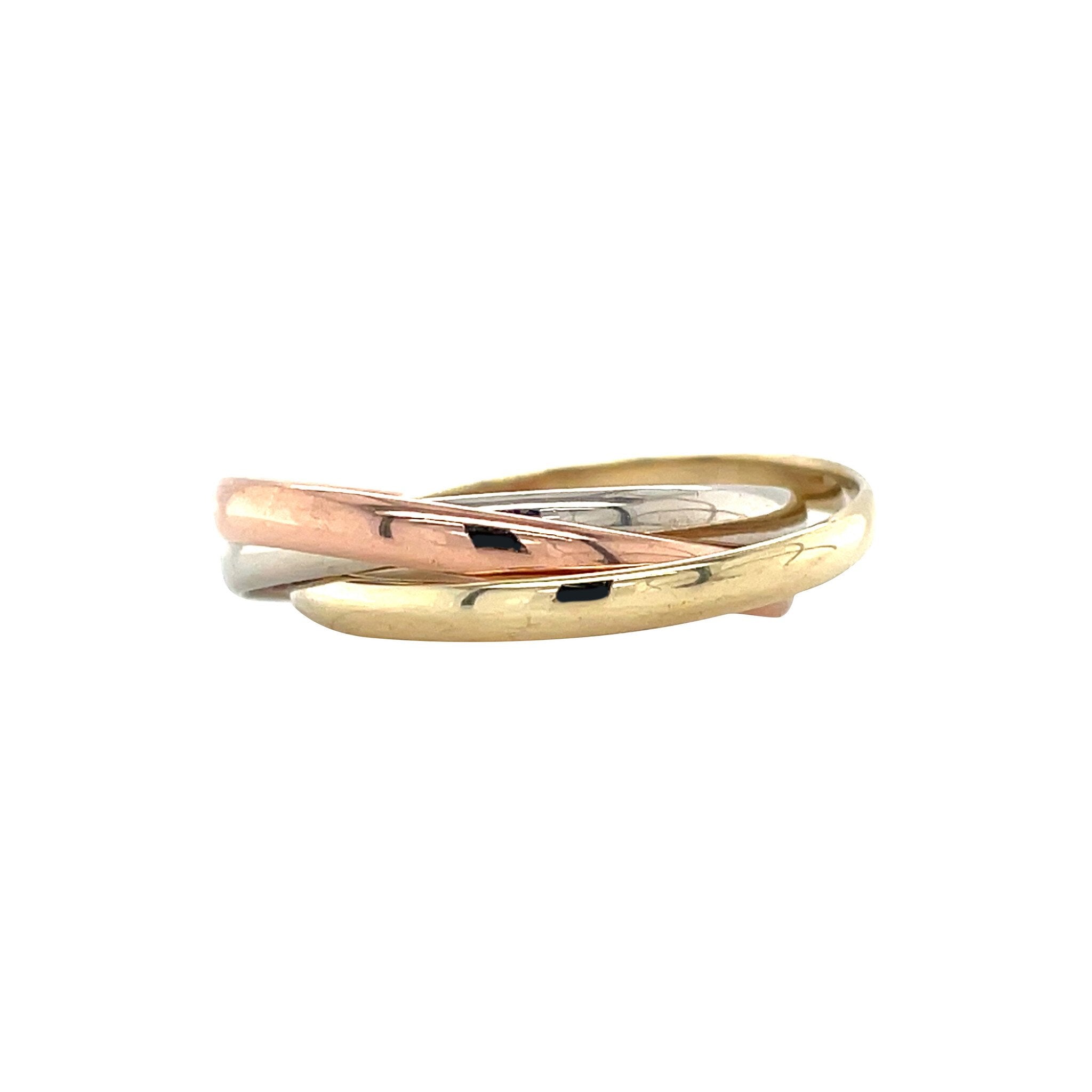 Tricolour gouden trinity ring 14 karaat