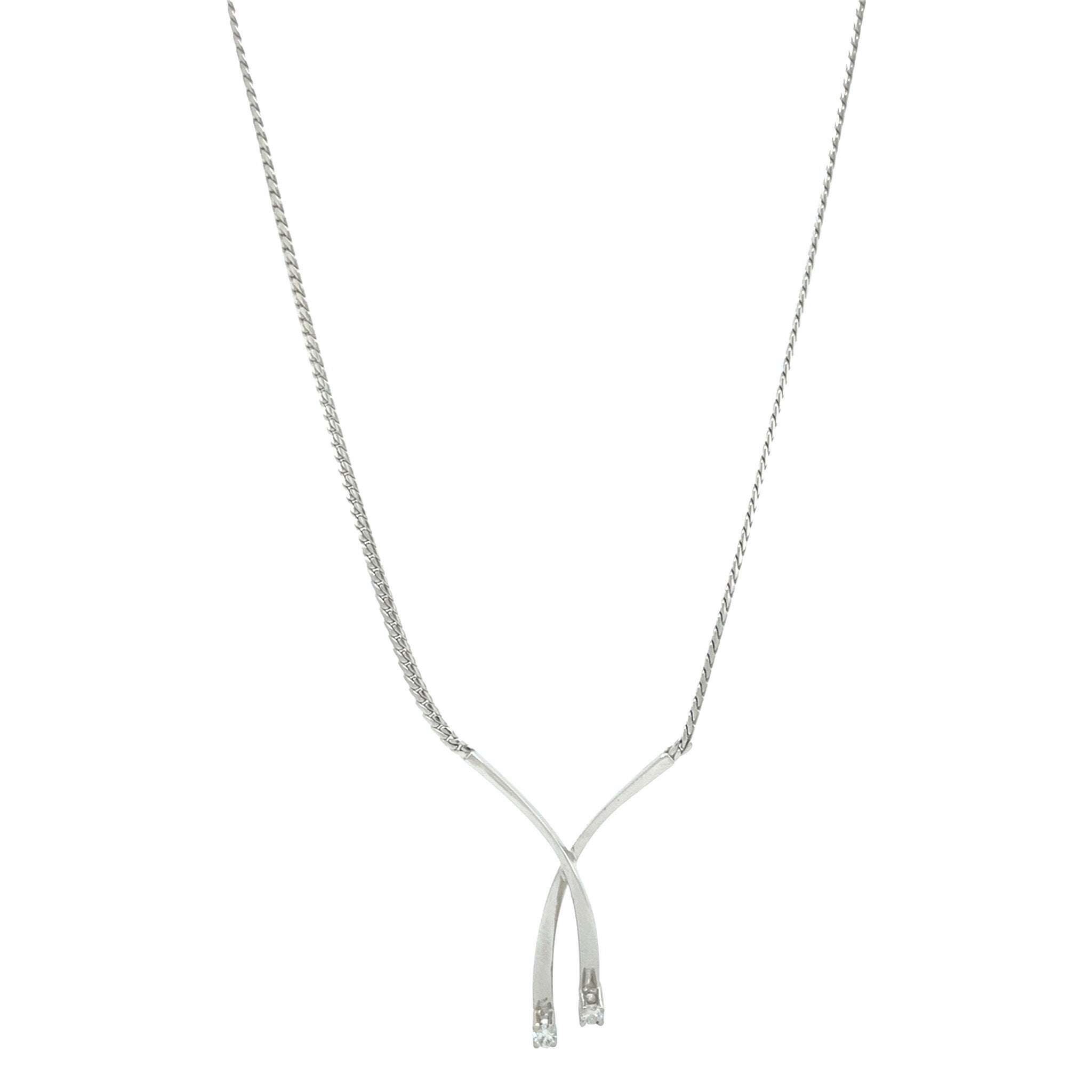 White gold choker with diamond 42.5 cm 14 karat