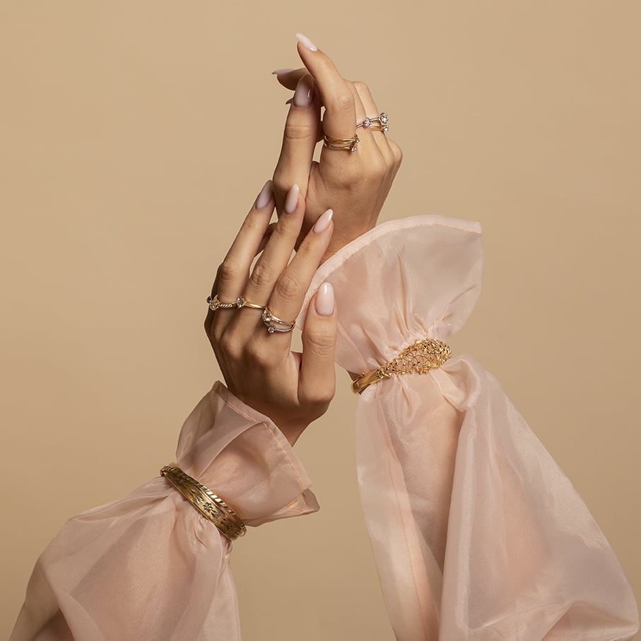 Gold constellation bangle 14 karat