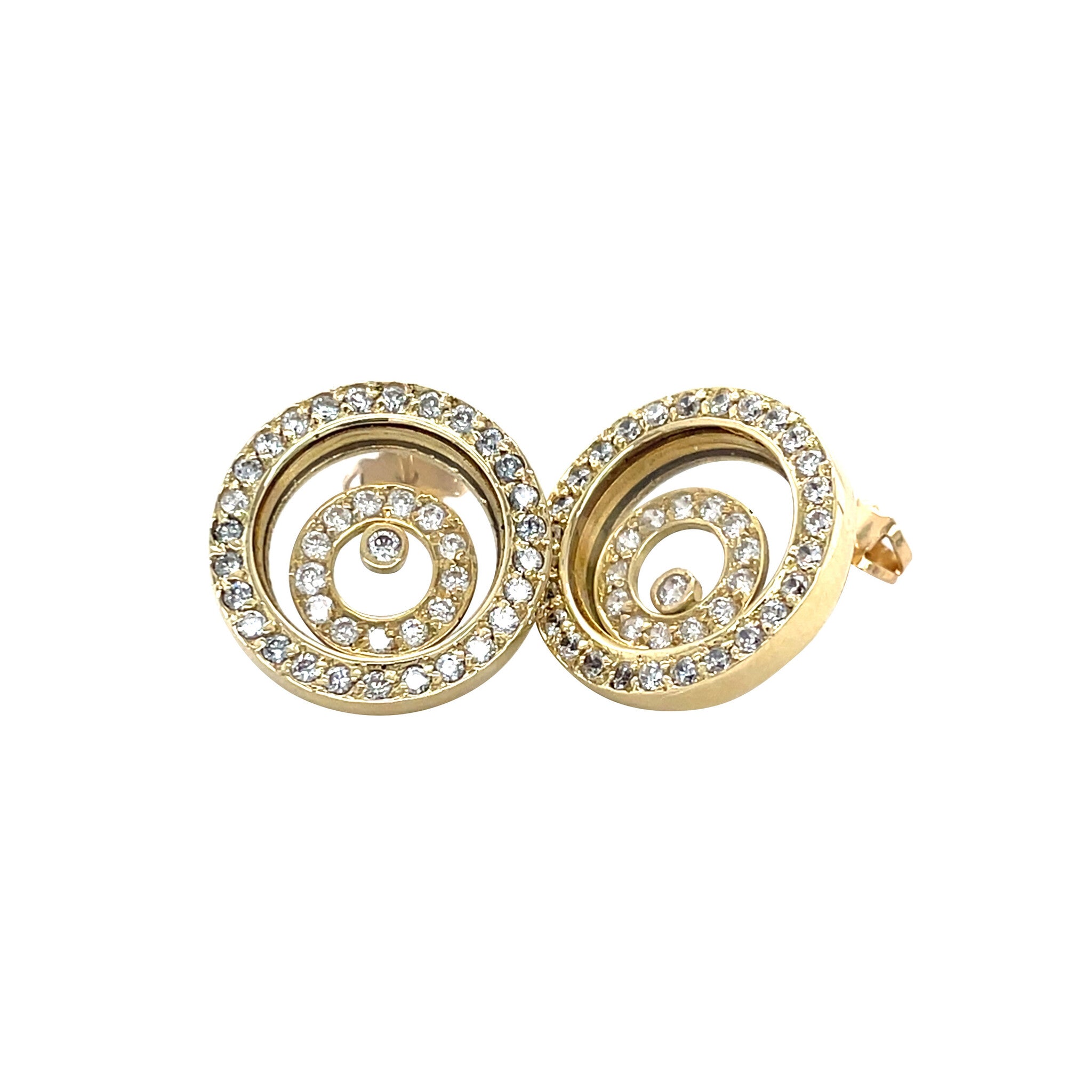 Gold stud earrings with zirconia 14 karat